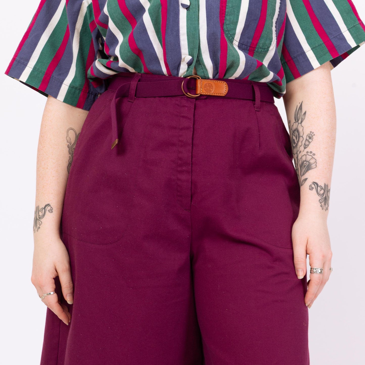Vintage 80s Magenta High Waisted Long Shorts - Medium to Large, 29"-32" Waist