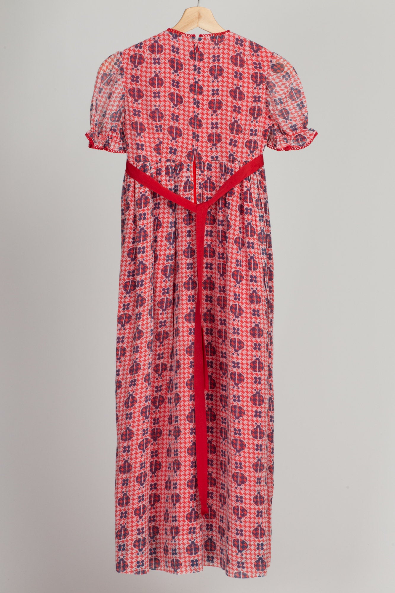 60s 70s Girl's Ladybug Print Dress - Girl's Small 