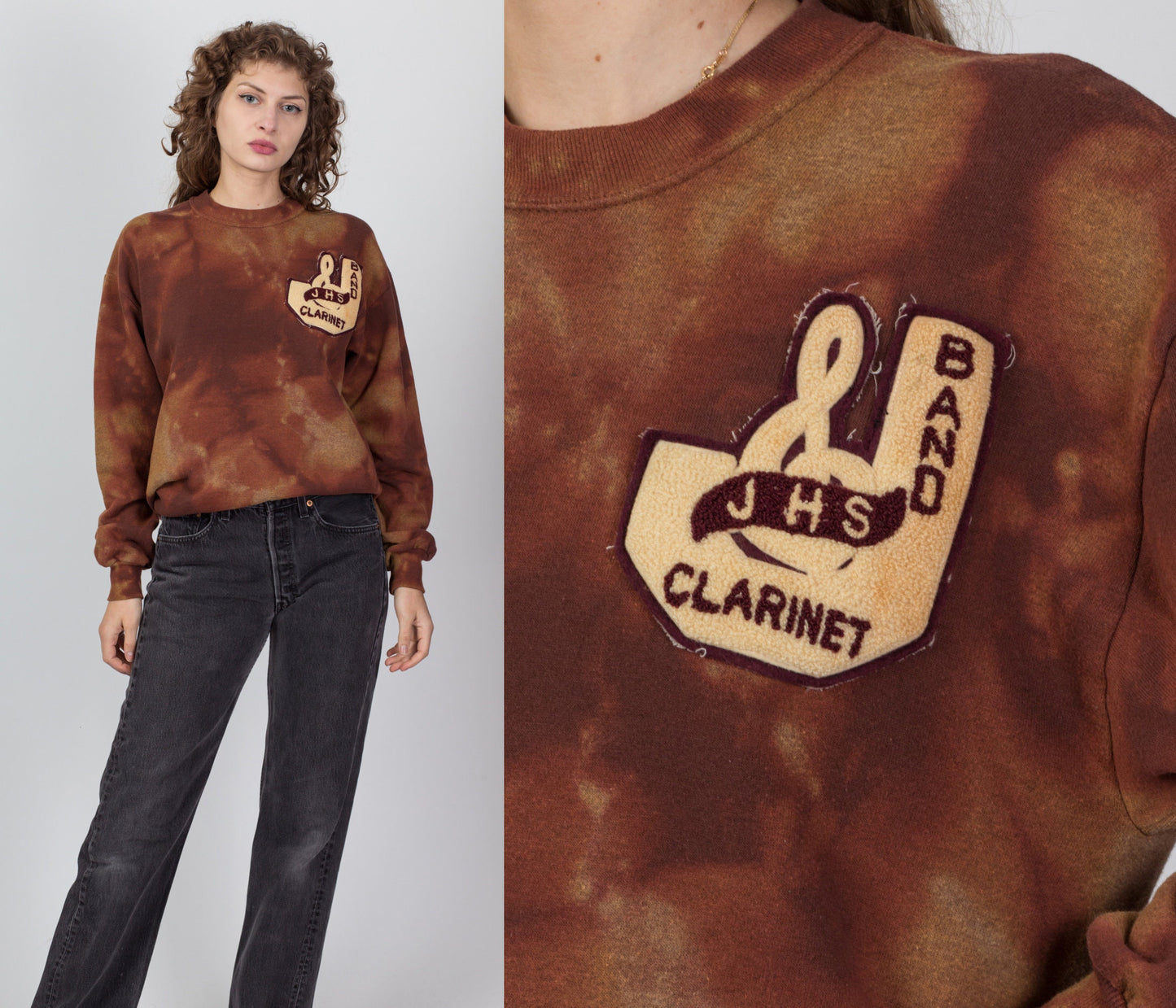 90s Ice Dye Varsity Patch Sweatshirts - Blue, Green, & Copper