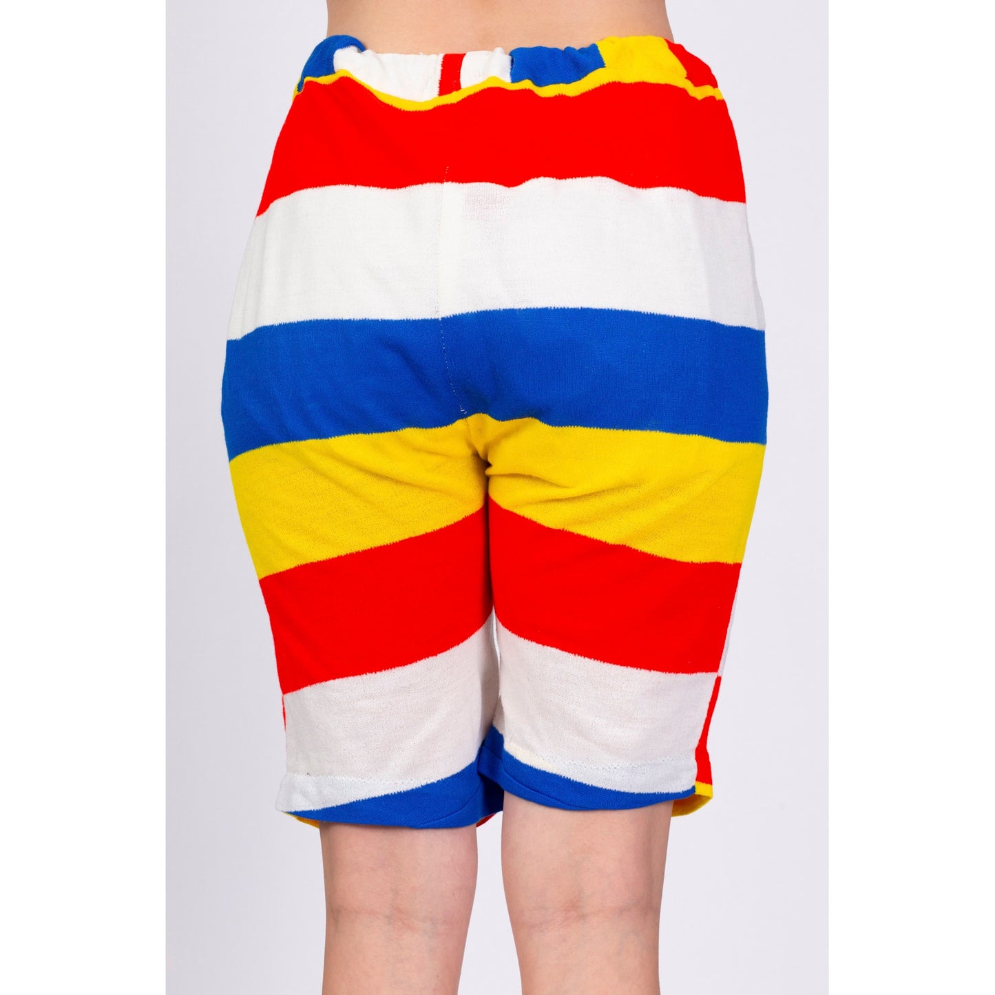 60s 70s Color Block Long Swim Shorts - Men's Medium, Women's Large 