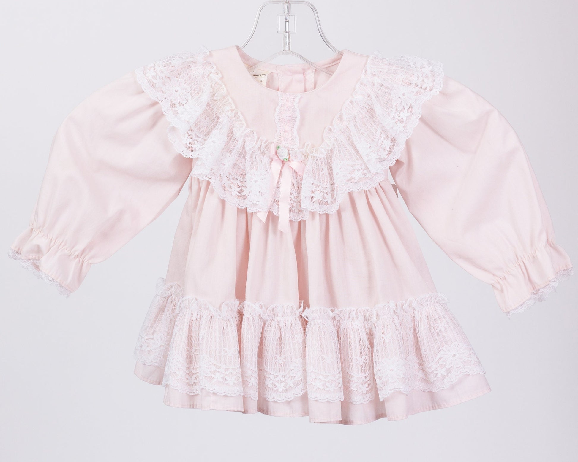 70s Pink Ruffled Baby Girl Dress - 6 Months 