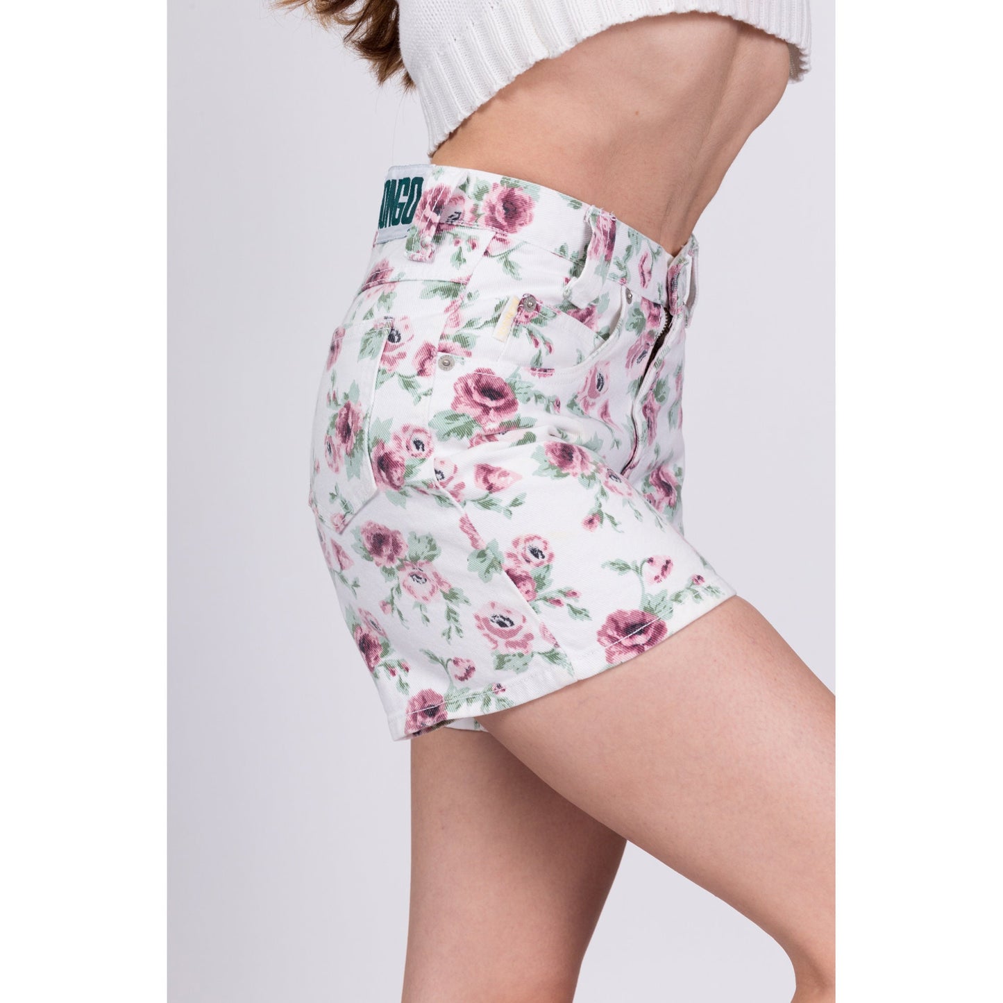 Vintage Bongo High Waisted Floral Jean Shorts - Petite Extra Small, 24"