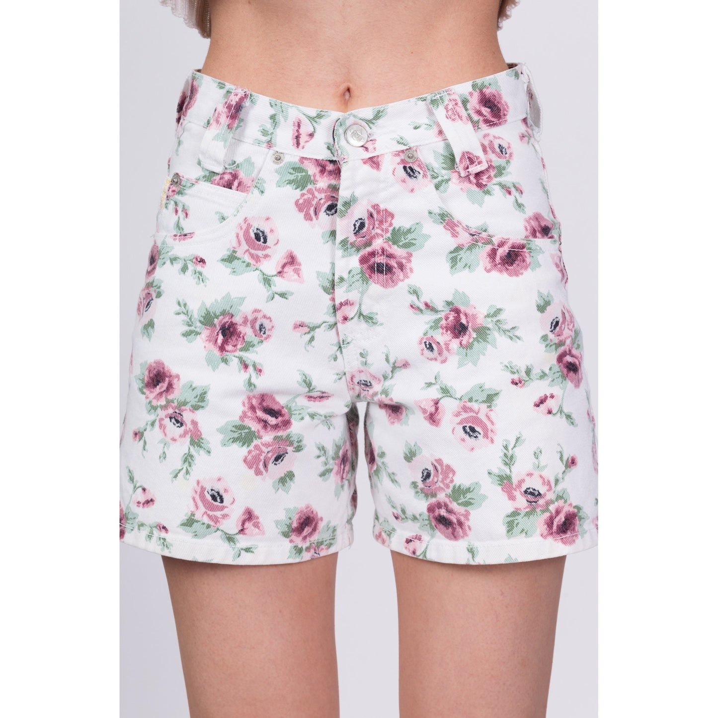 Vintage Bongo High Waisted Floral Jean Shorts - Petite Extra Small, 24"