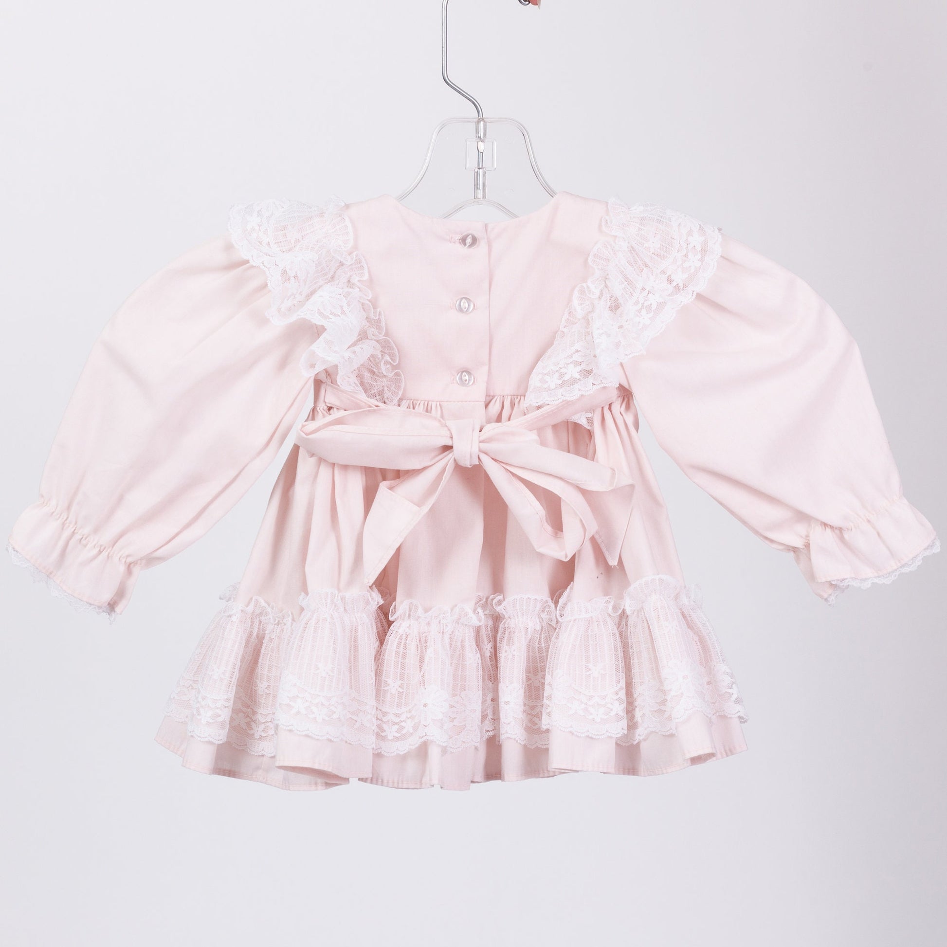 70s Pink Ruffled Baby Girl Dress - 6 Months 