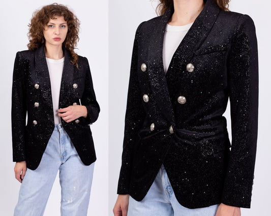 Balmain Black Velvet Celestial Suit Jacket - Small 