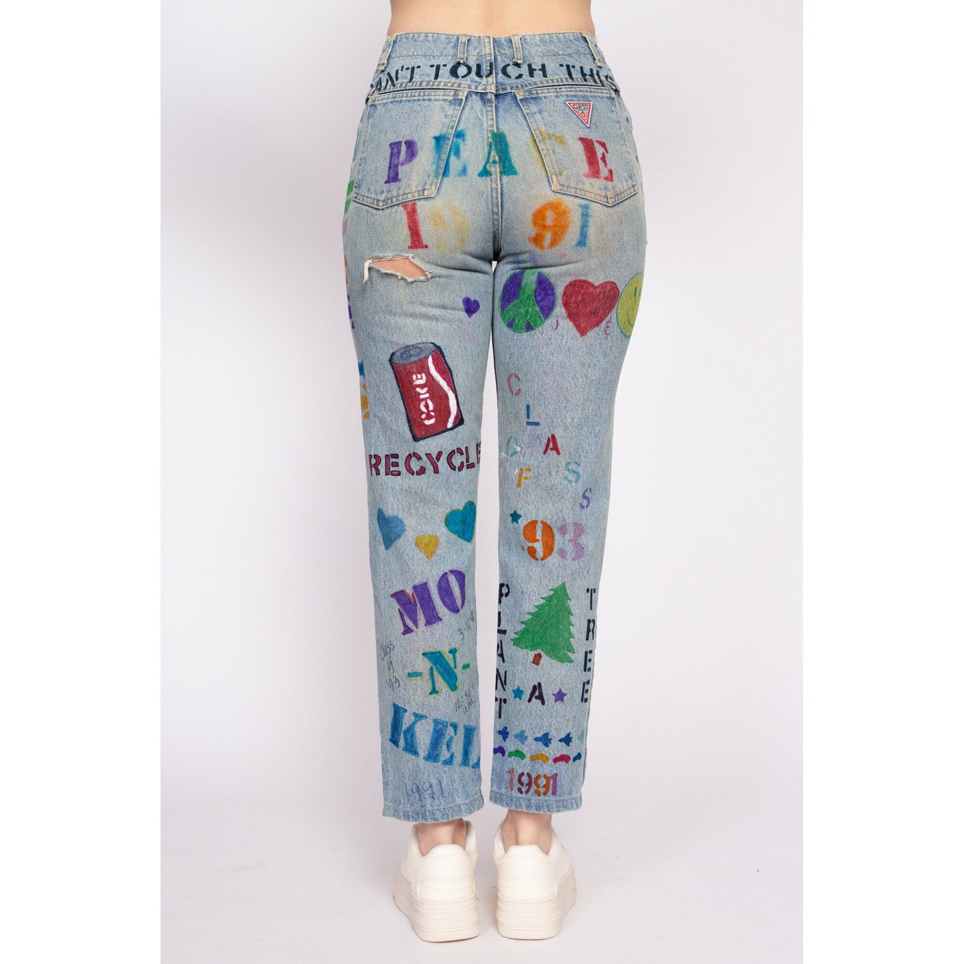 90s Guess Hand Painted Graffiti Jeans - Small, 26"