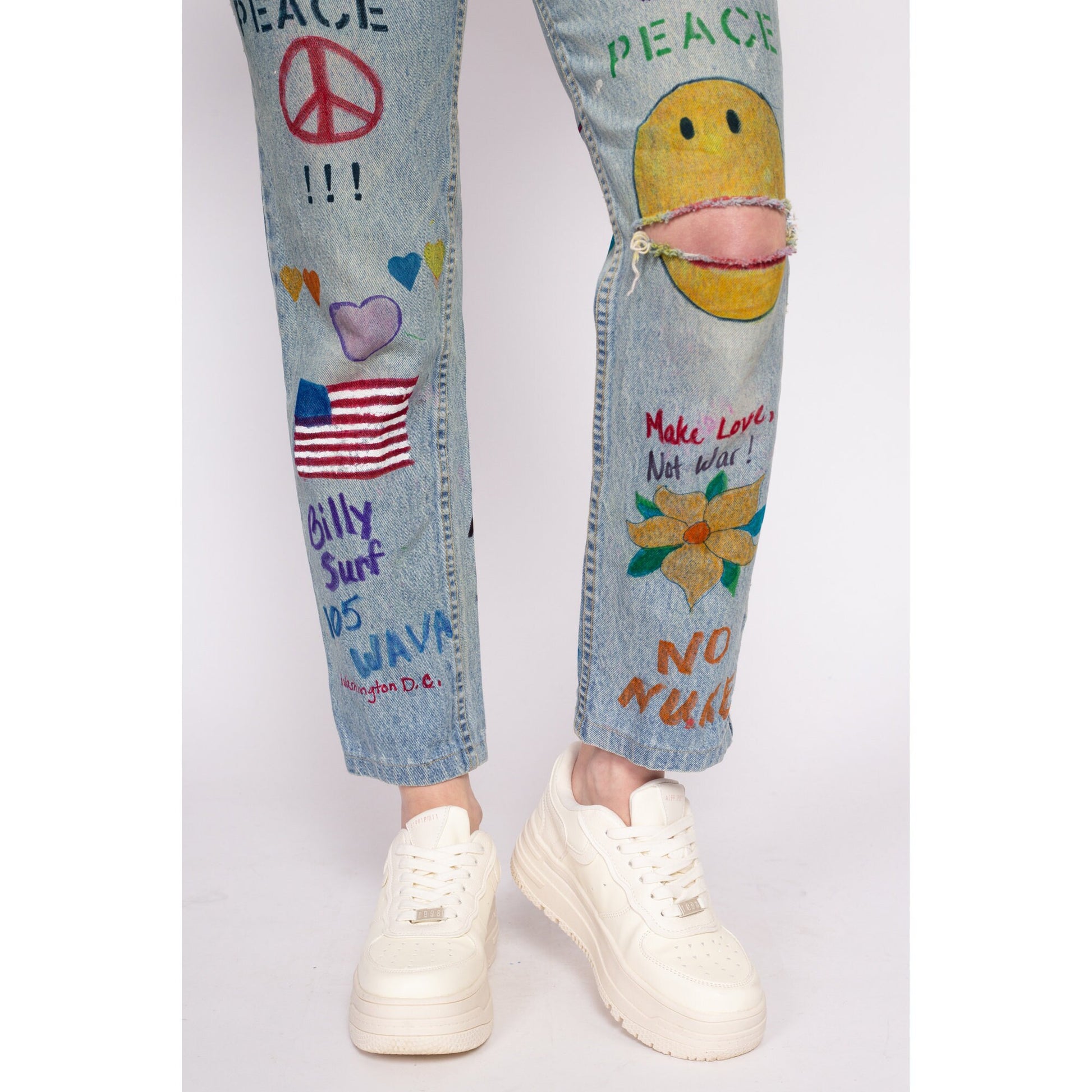 90s Guess Hand Painted Graffiti Jeans - Small, 26"