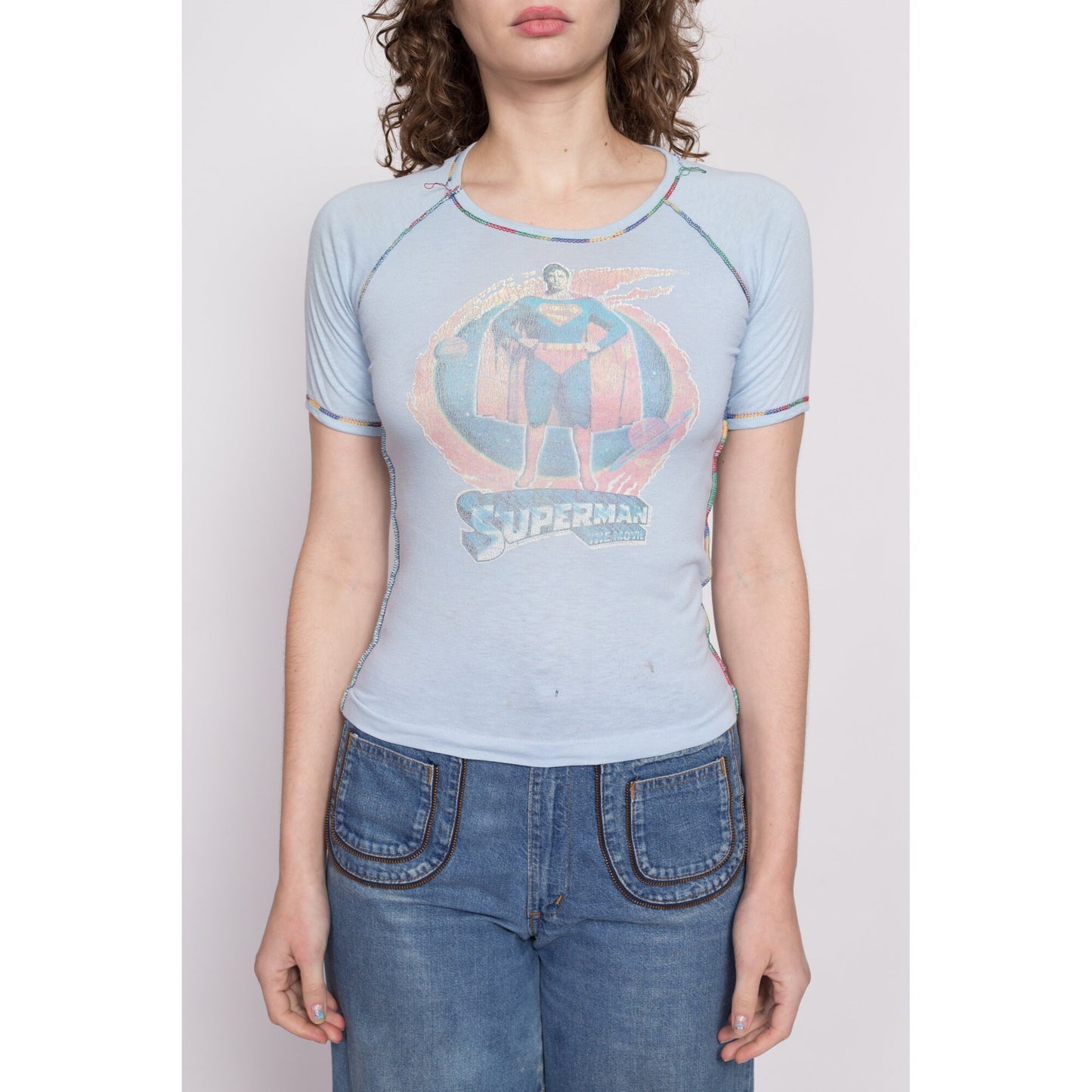 70s Superman The Movie T Shirt - Extra Small | Vintage DC Comics Super Hero Comic Book Graphic Tee