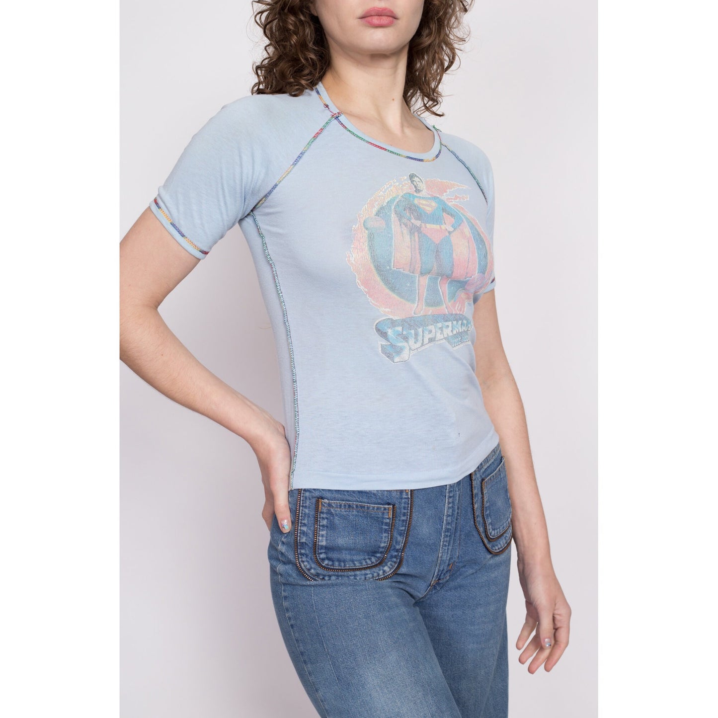 70s Superman The Movie T Shirt - Extra Small | Vintage DC Comics Super Hero Comic Book Graphic Tee