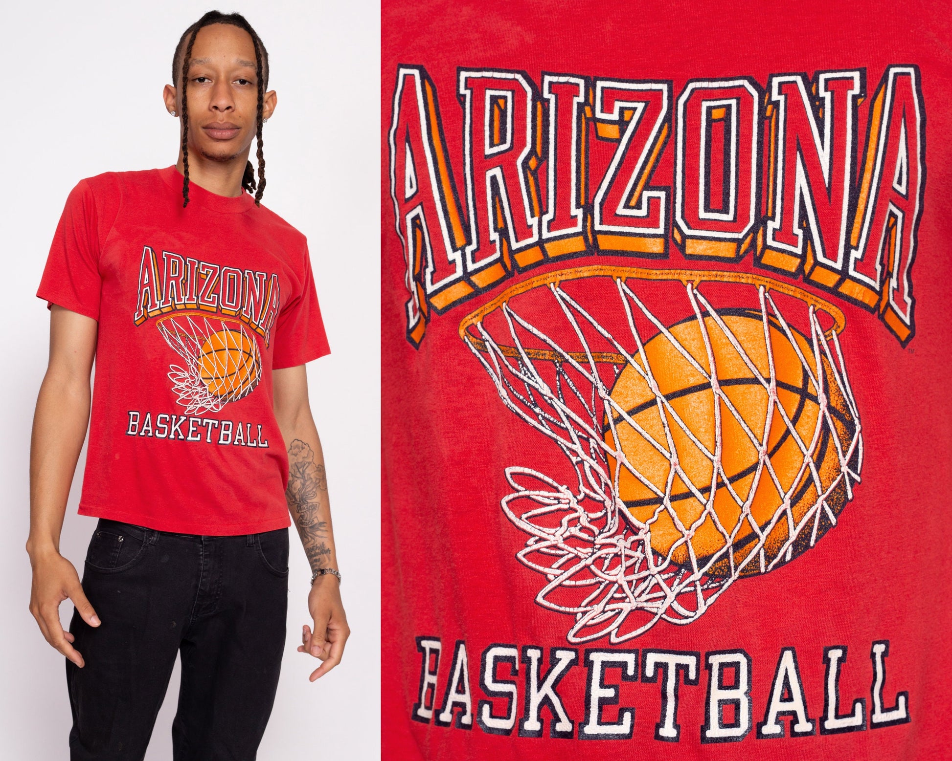 80s Arizona State Basketball T Shirt - Men's Medium | Vintage Red NCAA College Sports Graphic Tee