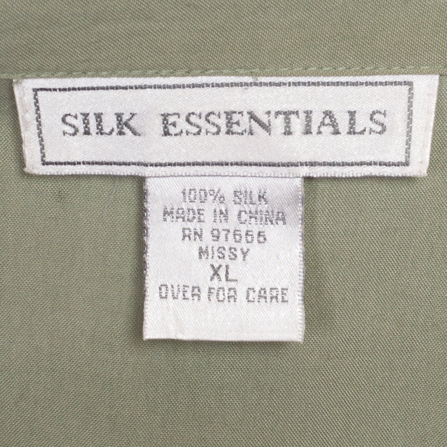 90s Sage Green Silk Blouse - Extra Large | Vintage Minimalist Long Sleeve Button Up Collared Shirt