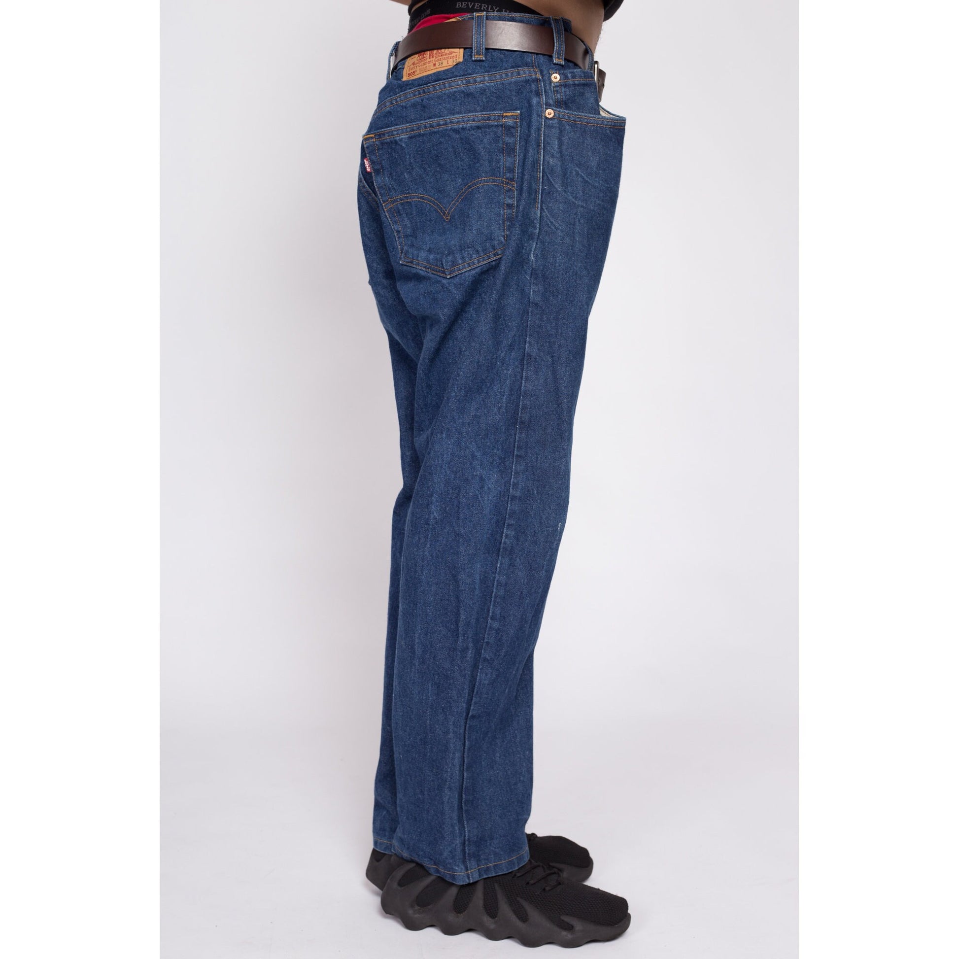 90s Levi's 505 Dark Wash Jeans - 38x30 | Vintage Regular Fit Straight Leg Denim Dad Jeans