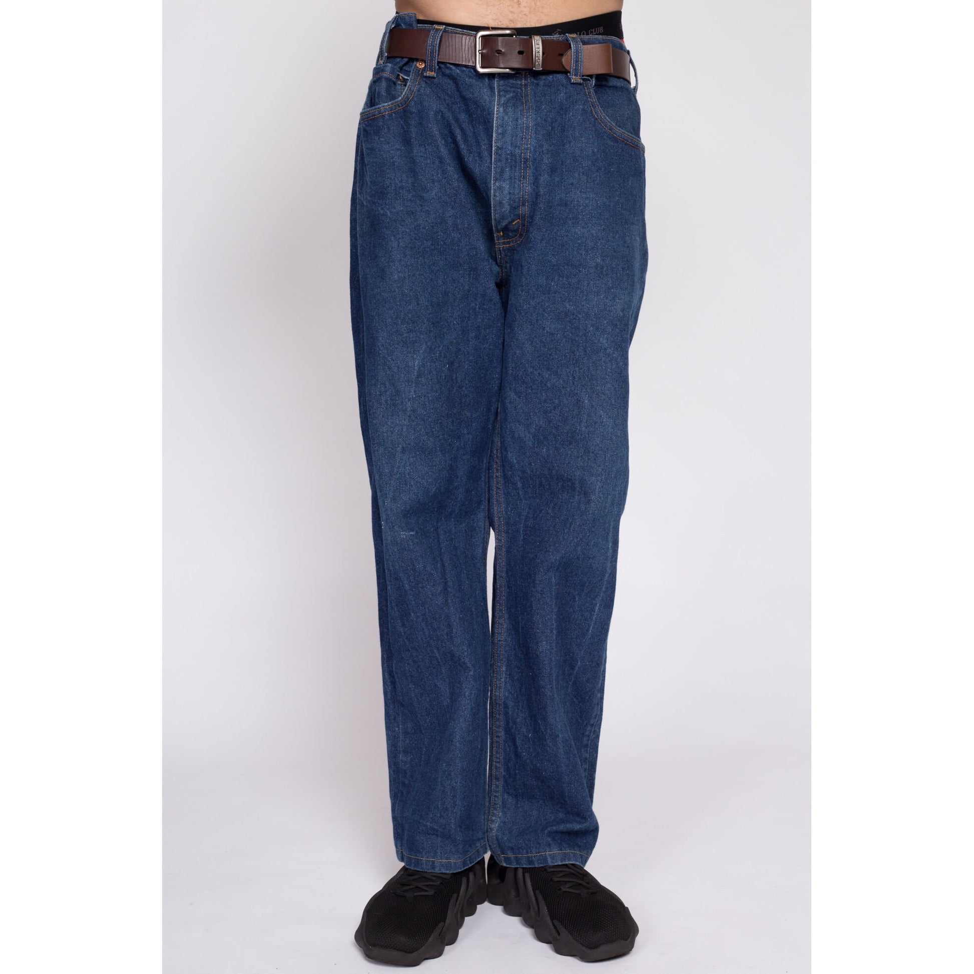 90s Levi's 505 Dark Wash Jeans - 38x30 | Vintage Regular Fit Straight Leg Denim Dad Jeans