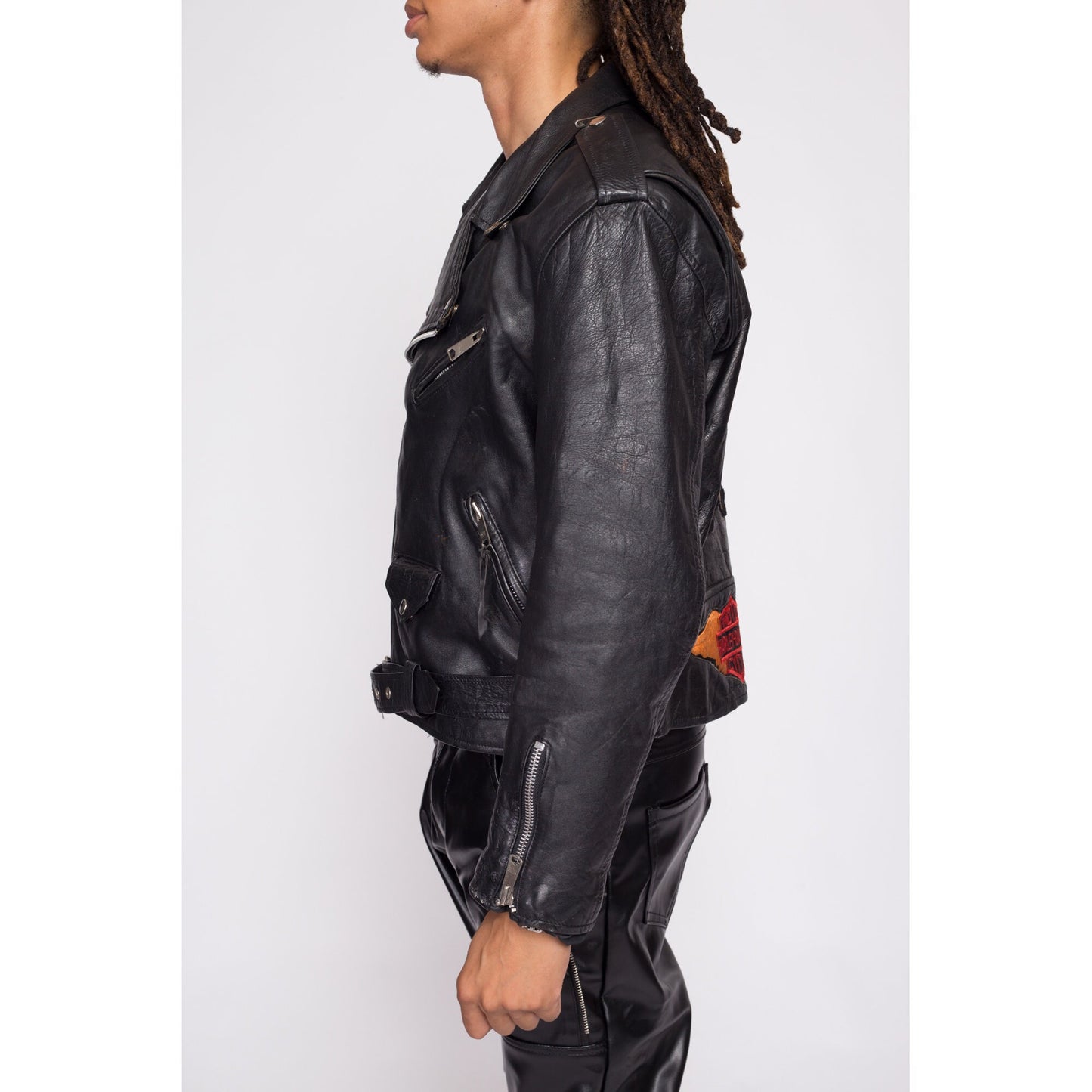 80s Harley Davidson Leather Motorcycle Jacket - Men's Large, Size 44 | Rare Vintage Distressed Moto Biker Logo Eagle Patch Coat