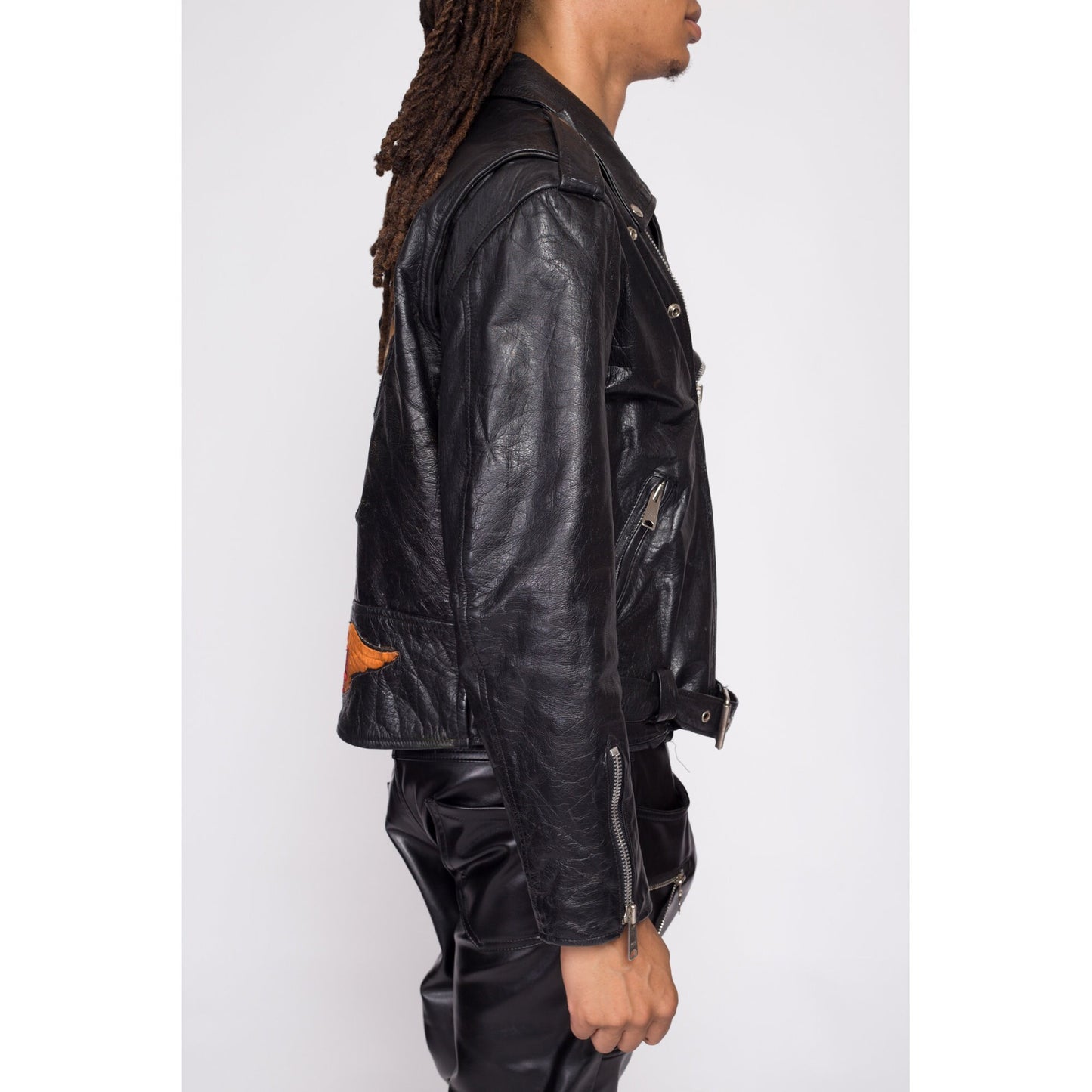 80s Harley Davidson Leather Motorcycle Jacket - Men's Large, Size 44 | Rare Vintage Distressed Moto Biker Logo Eagle Patch Coat