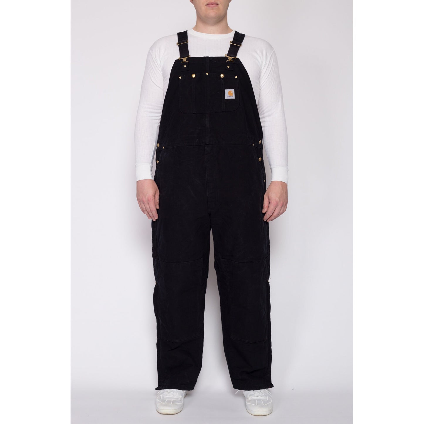 Vintage Carhartt Black Insulated Quilt Lined Overalls - Men's 2XL | 90s Union Made Duck Canvas Workwear Jumpsuit