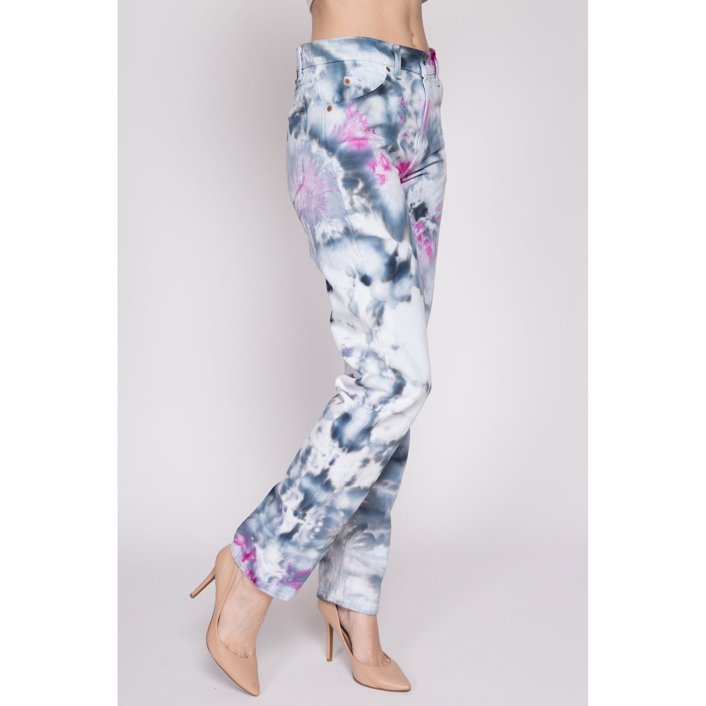 30x32 Vintage Levis Tie Dye Jeans | 80s Levi's 505 Ice Dyed Tapered Leg Jeans