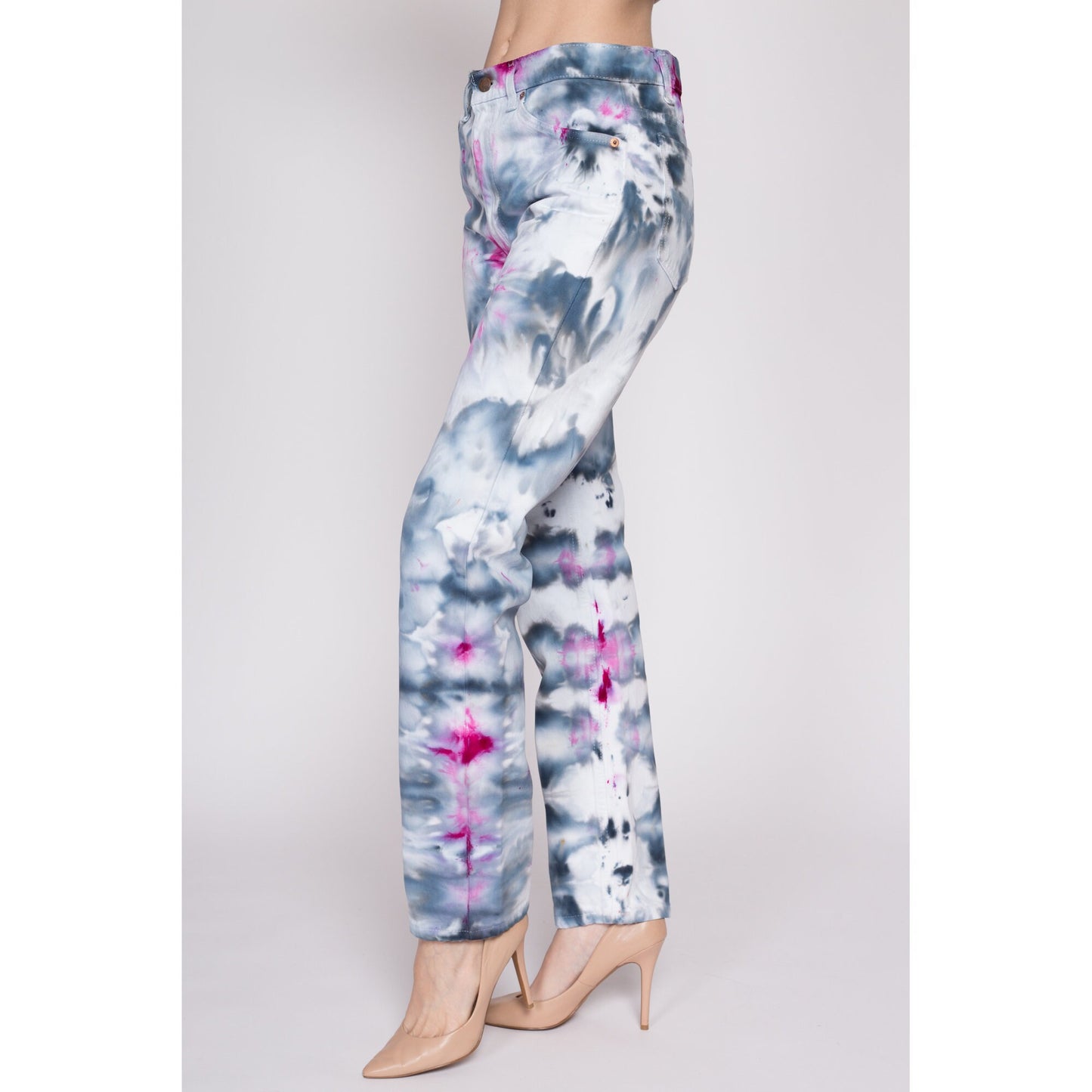 30x32 Vintage Levis Tie Dye Jeans | 80s Levi's 505 Ice Dyed Tapered Leg Jeans