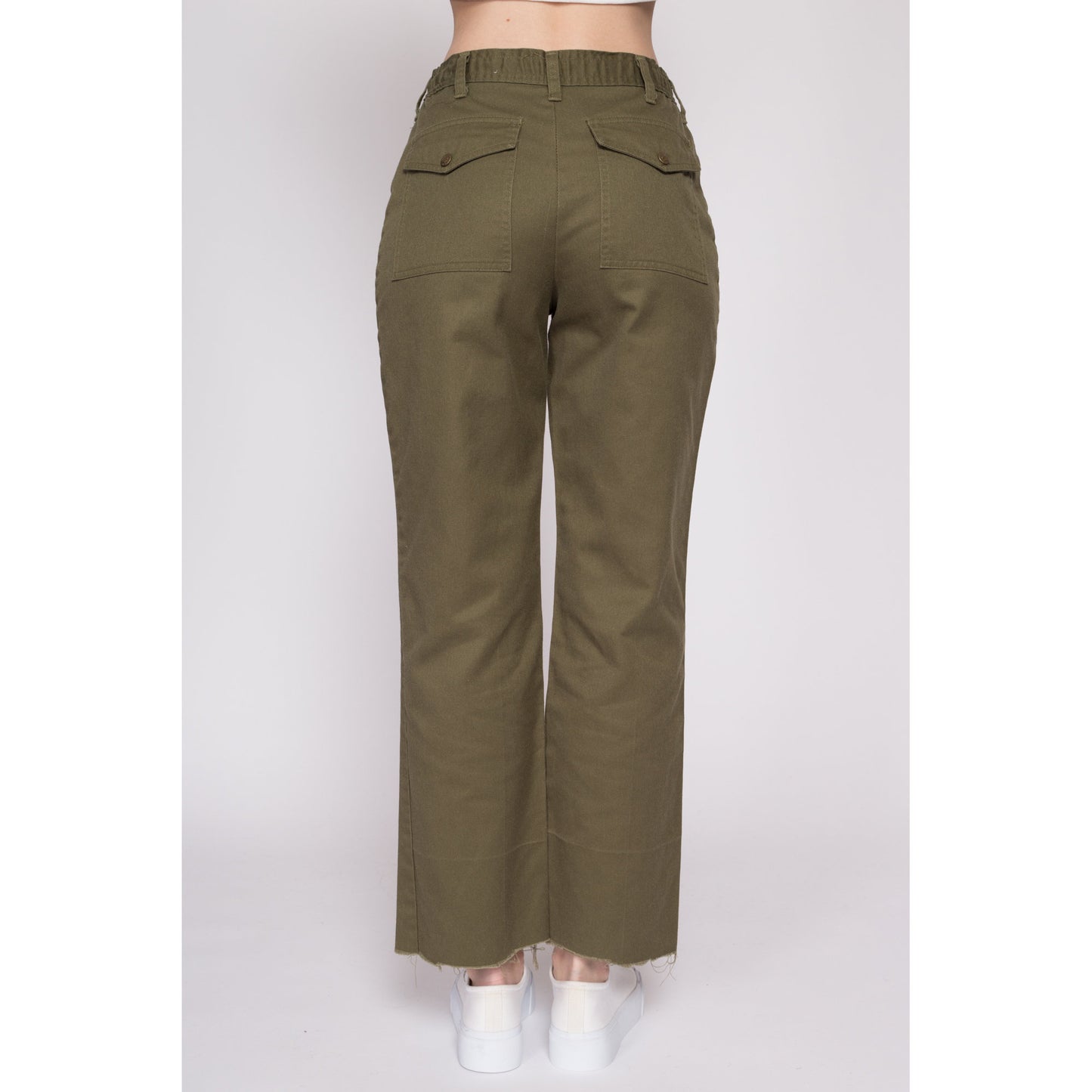 Sml-Med 70s Boy Scout Uniform Pants 27"-29" | Vintage High Waisted Olive Green Utility Cargo Trousers