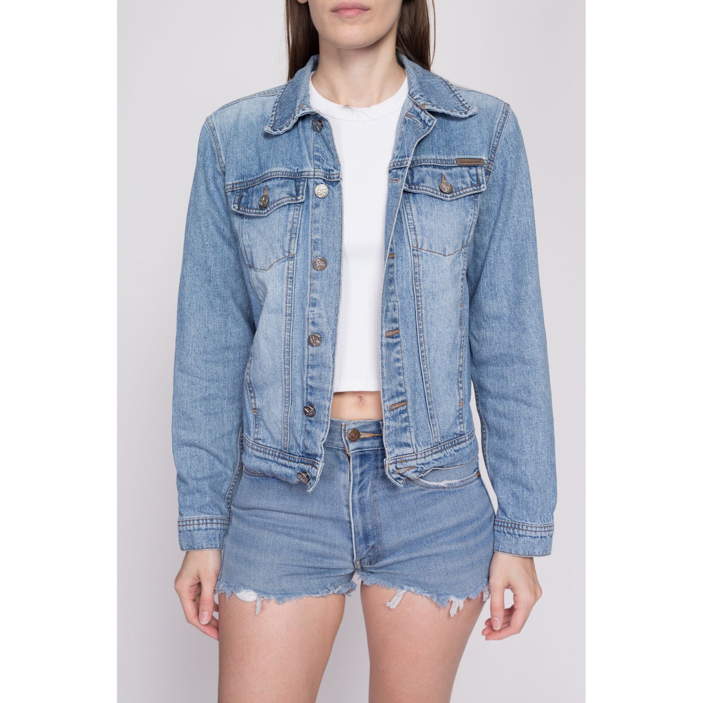 Small Vintage Calvin Klein Jean Jacket | 90s Y2K Light Wash Denim Jacket