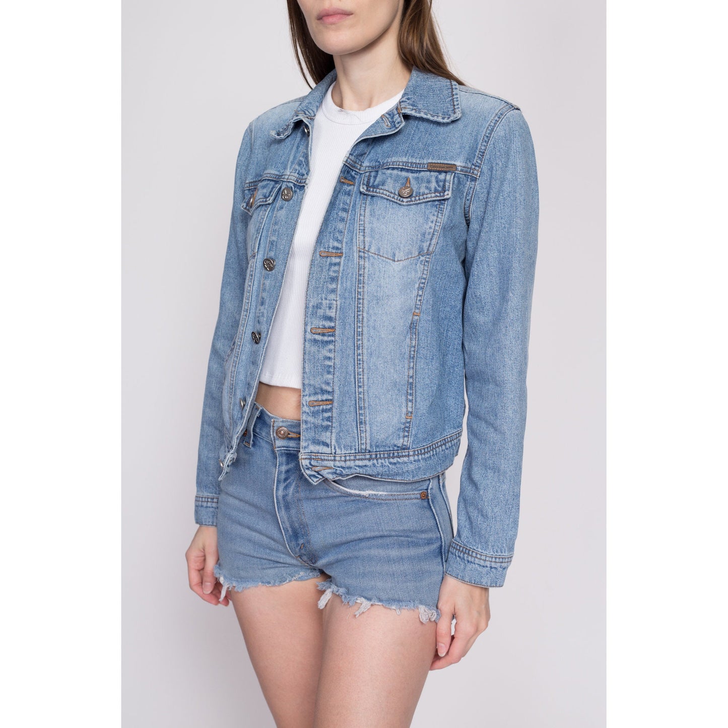 Small Vintage Calvin Klein Jean Jacket | 90s Y2K Light Wash Denim Jacket