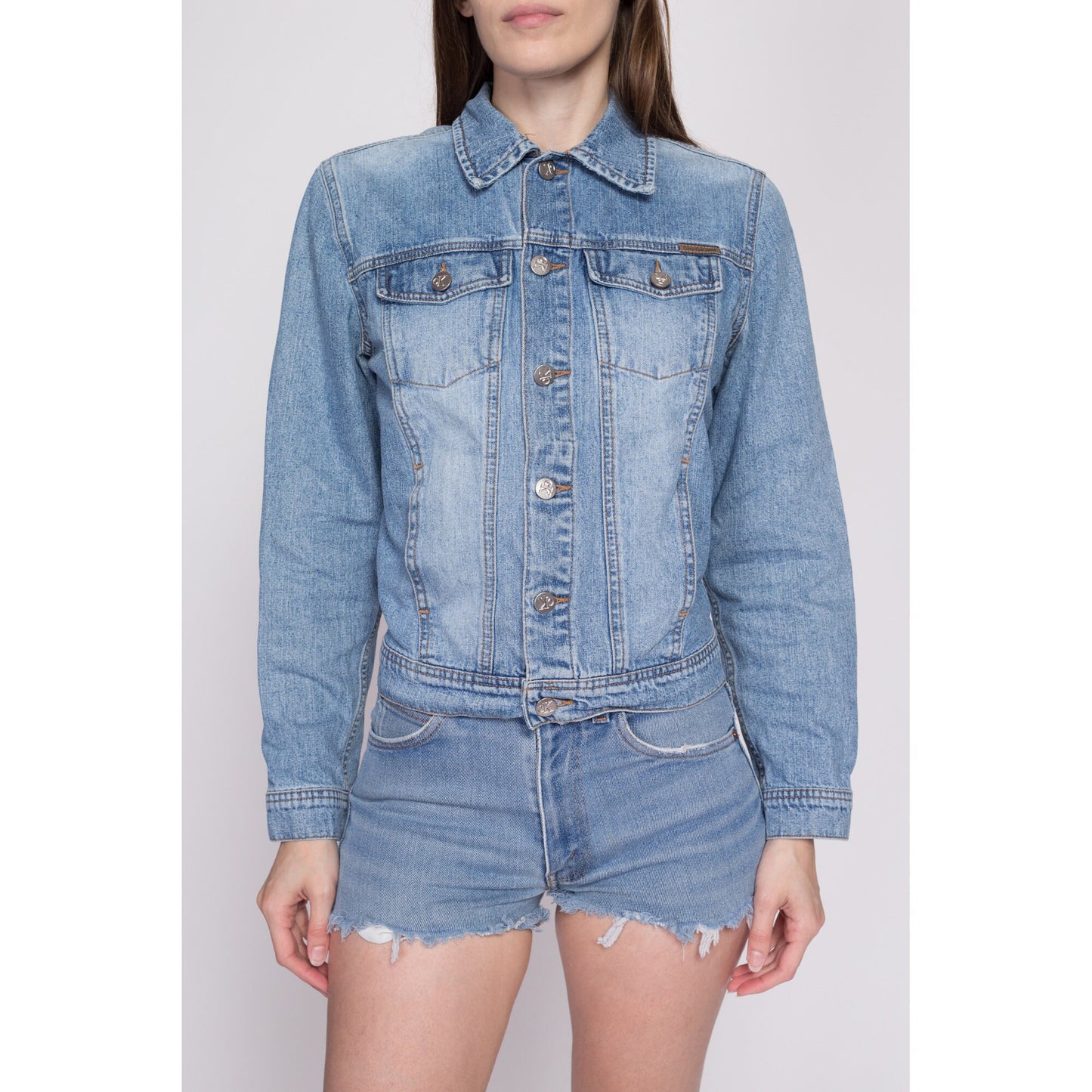 Small Vintage Calvin Klein Jean Jacket | 90s Y2K Light Wash Denim Jacket
