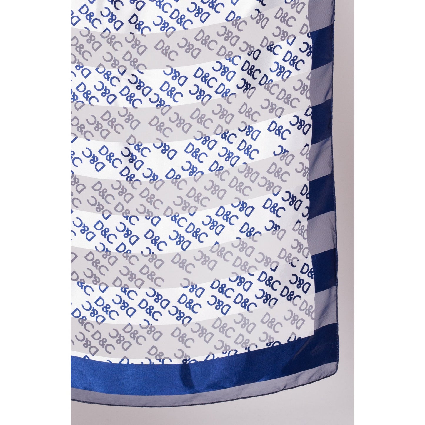 Vintage D&C Blue White Striped Sheer Square Scarf