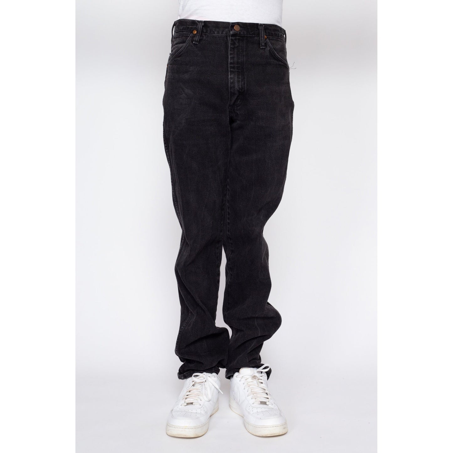 33x36 Vintage Wrangler Black Jeans | 80s 90s Faded Denim Straight Leg Jeans