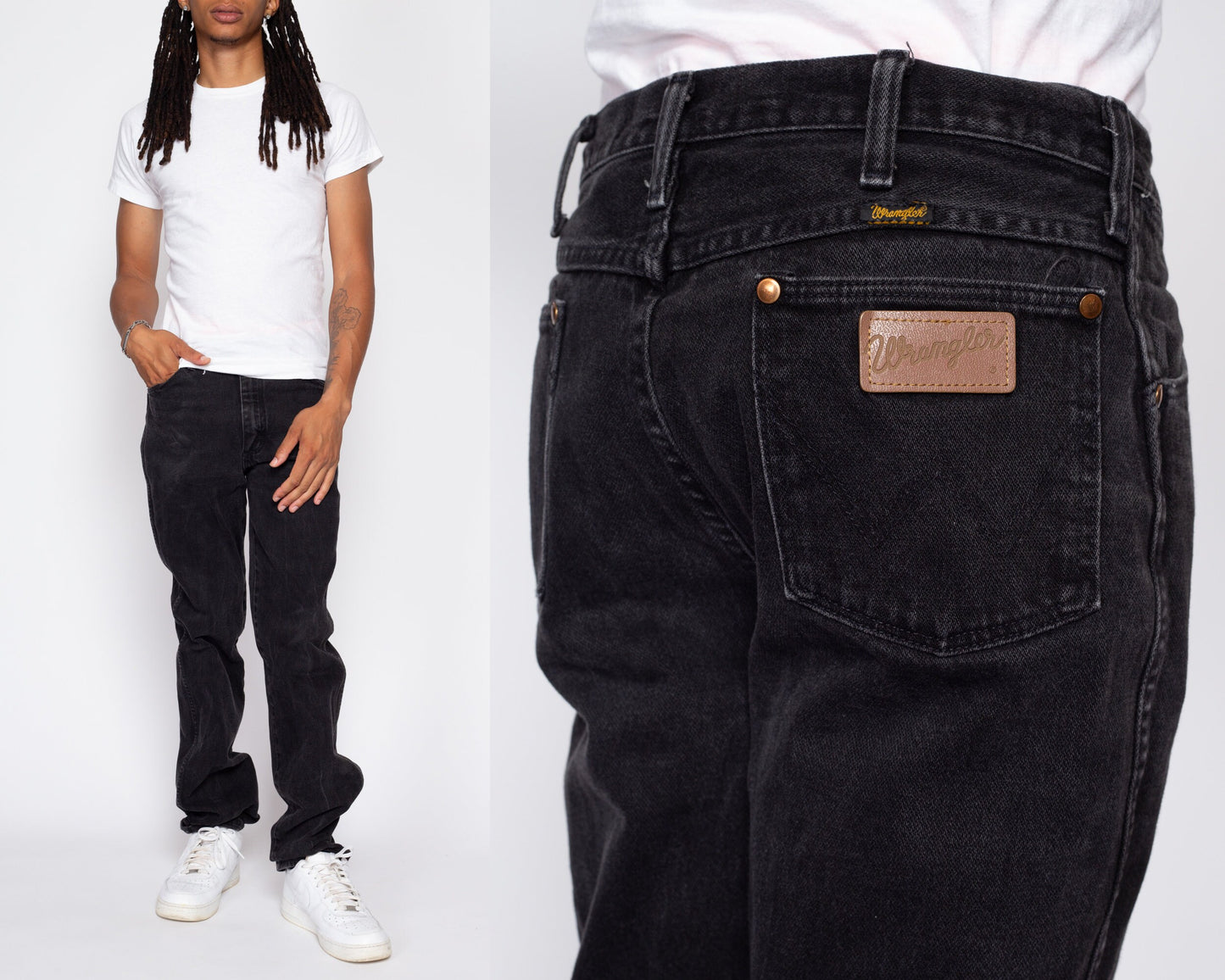 33x36 Vintage Wrangler Black Jeans | 80s 90s Faded Denim Straight Leg Jeans