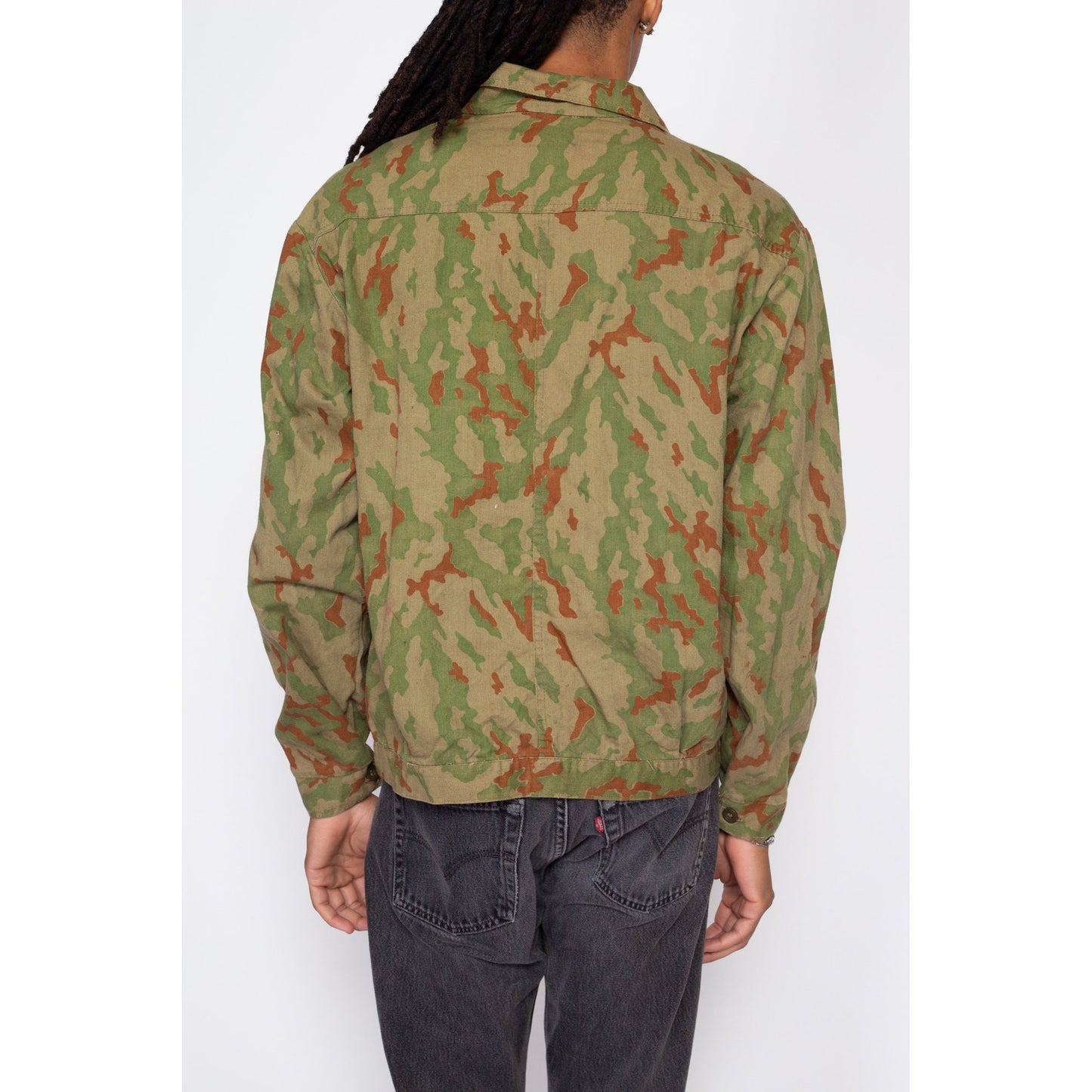 Medium 70s Frogskin Duck Camo Jacket | Vintage Button Up Camouflage Hunting Army Field Shirt