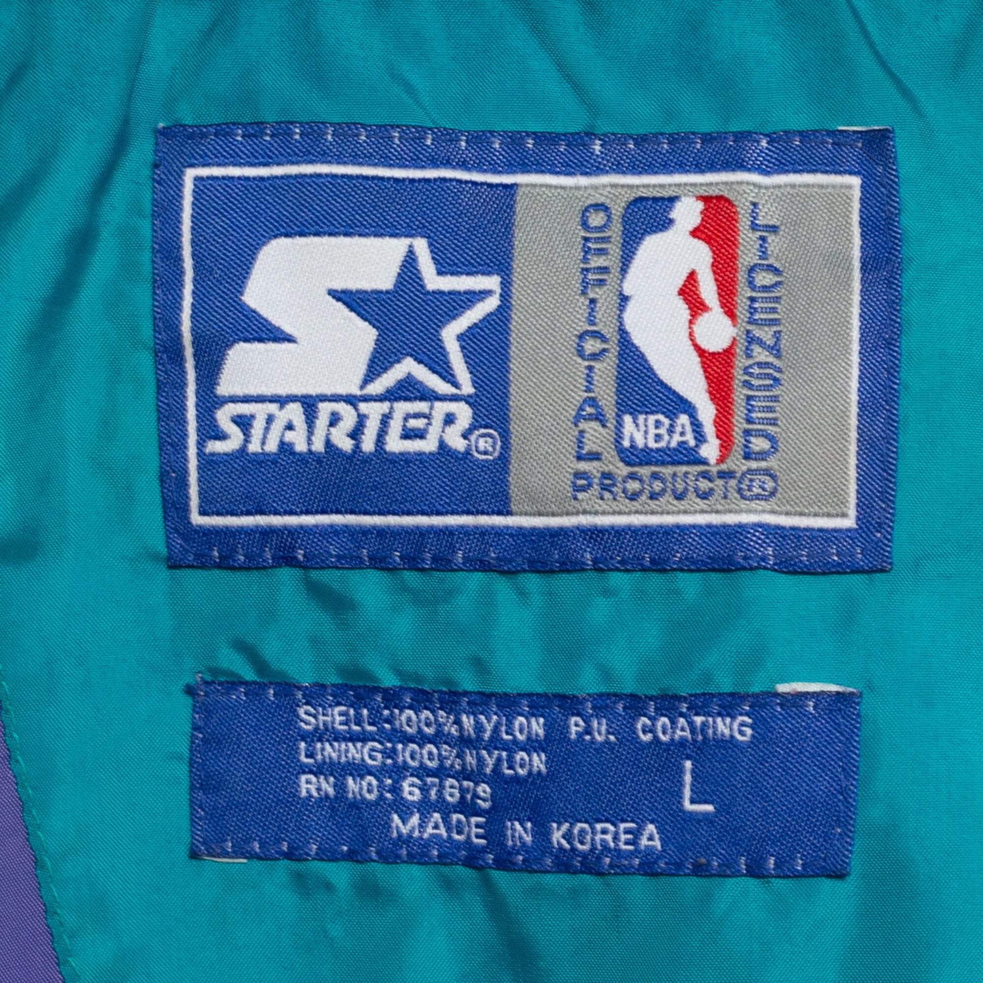 Large 90s Charlotte Hornets Starter Windbreaker | Vintage NBA Basketball Color Block Lightweight Jacket