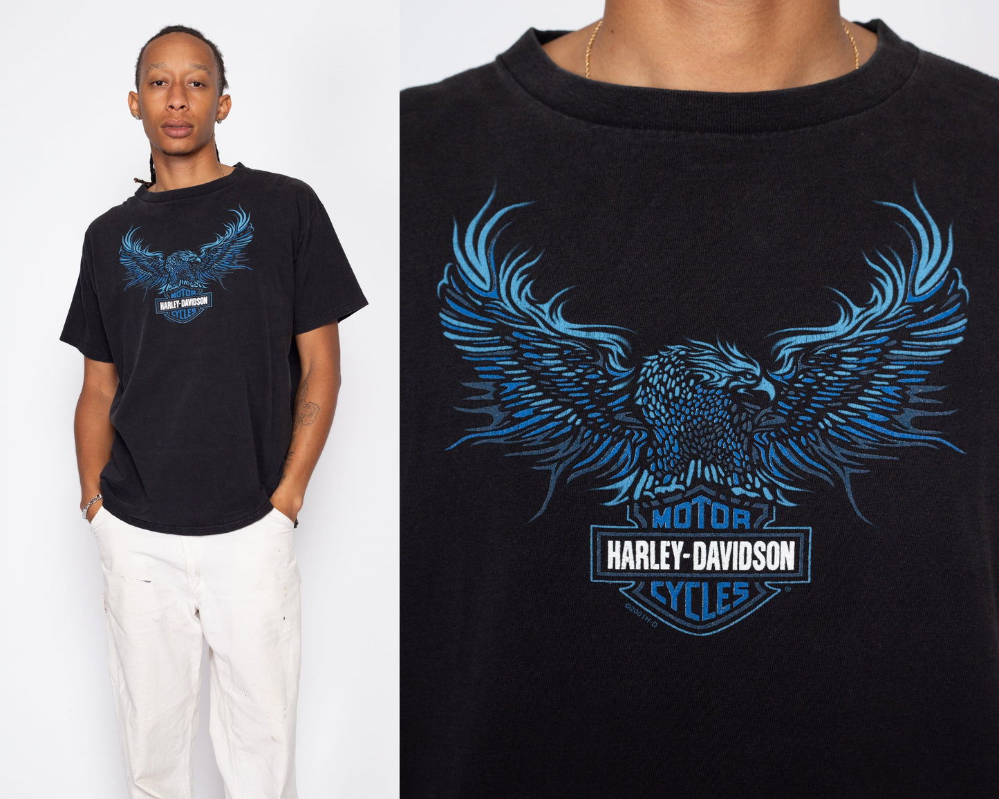 XL Vintage Harley Davidson Eagle T Shirt | Y2K Florida Black Motorcycle Graphic Biker Tee