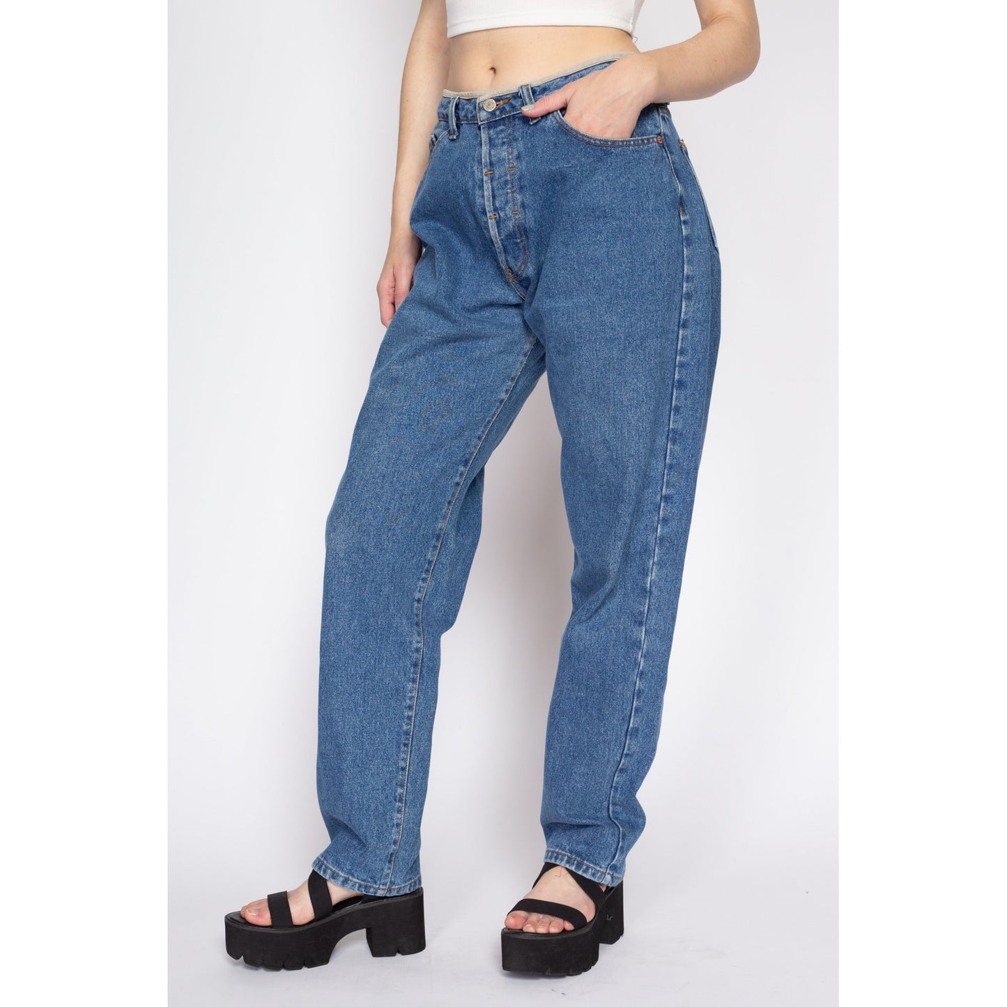 Large 90s Calvin Klein High Waisted Mom Jeans 31" | Vintage CK Denim Curvy Hourglass Fit Tapered Leg Jeans