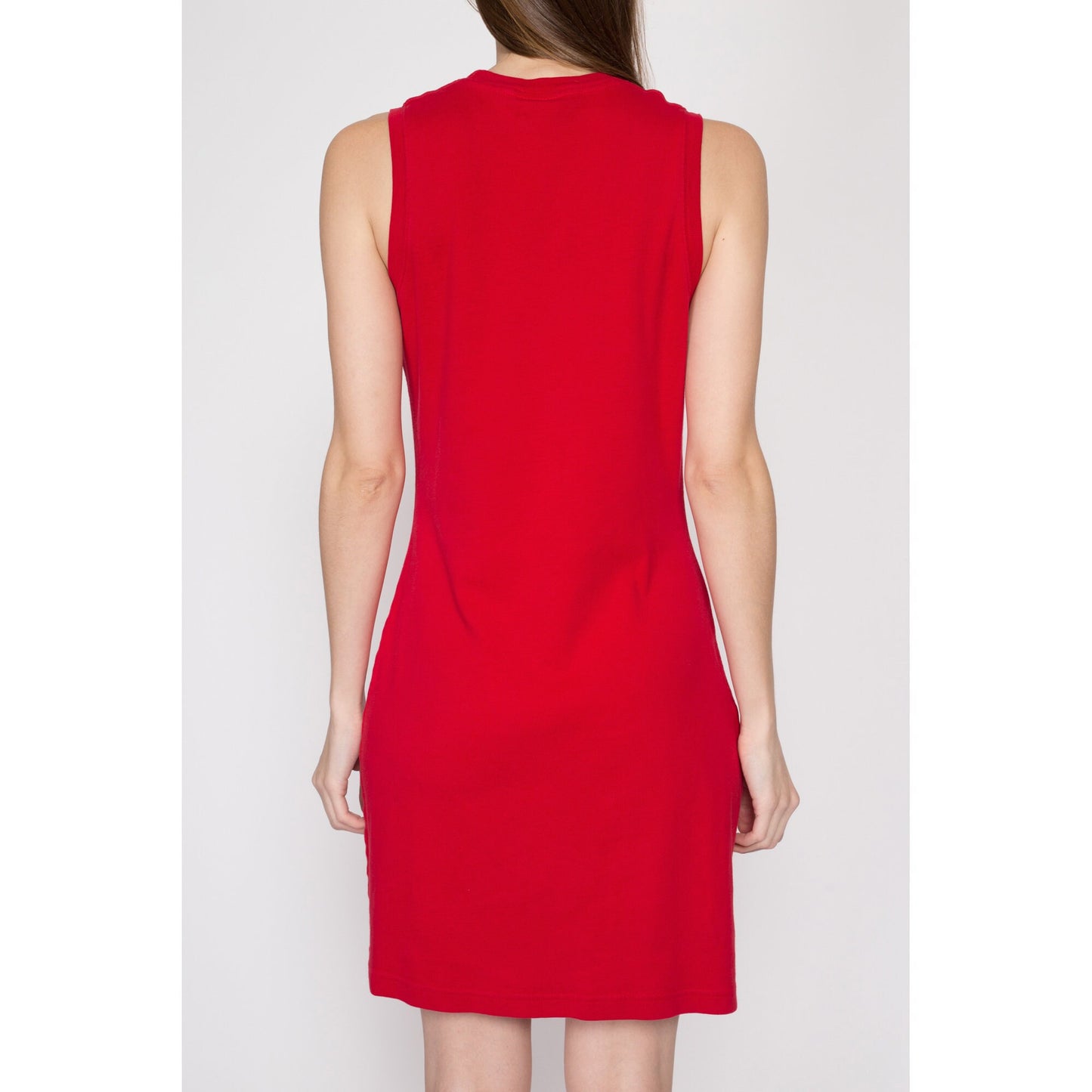 Medium 90s Tommy Hilfiger Red Mini Dress | Vintage Sporty Sleeveless Stretchy Tank Dress