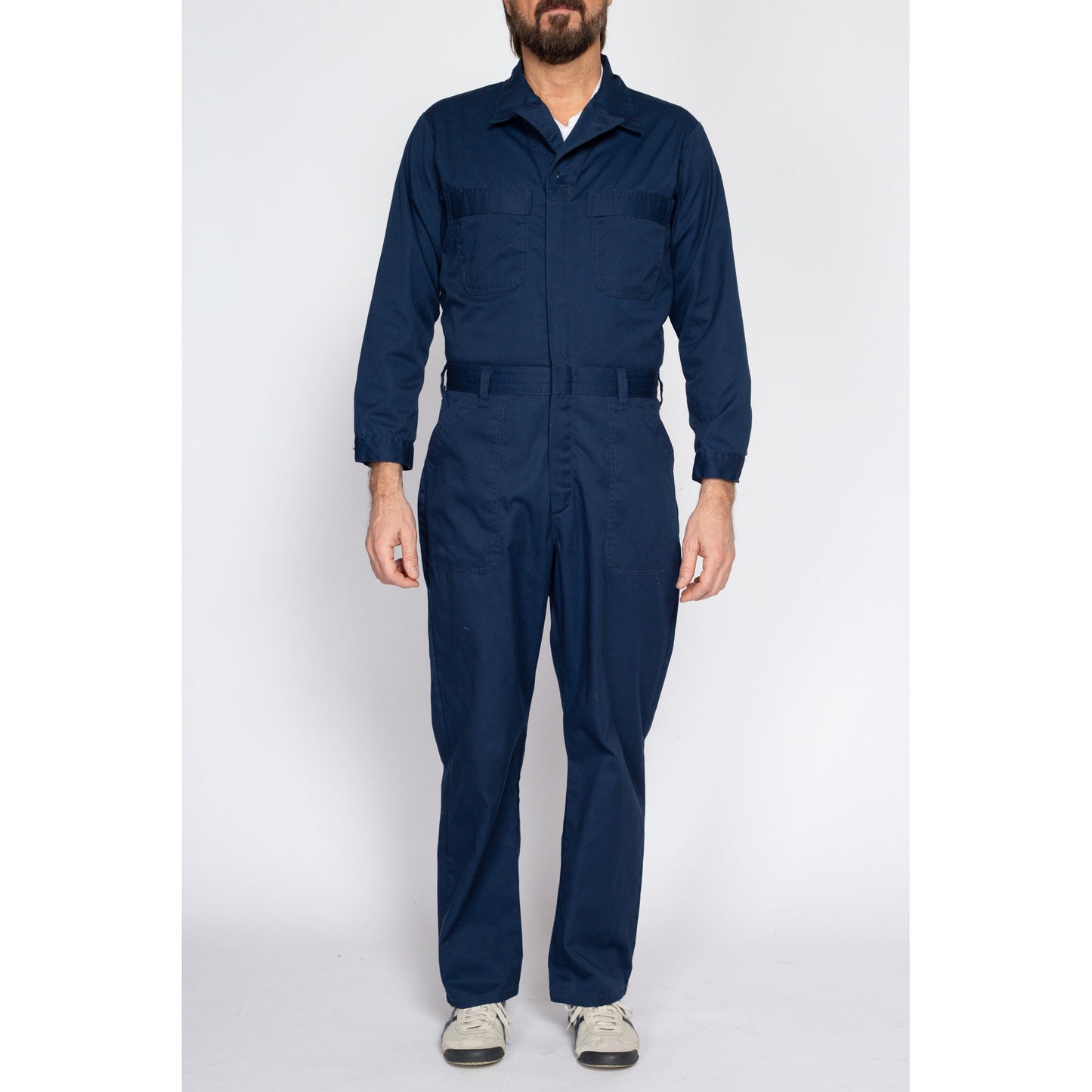 40R Vintage Navy Blue Workwear Coveralls Medium | 90s Y2K Men's Mechanics Boiler Suit Uniform Jumpsuit