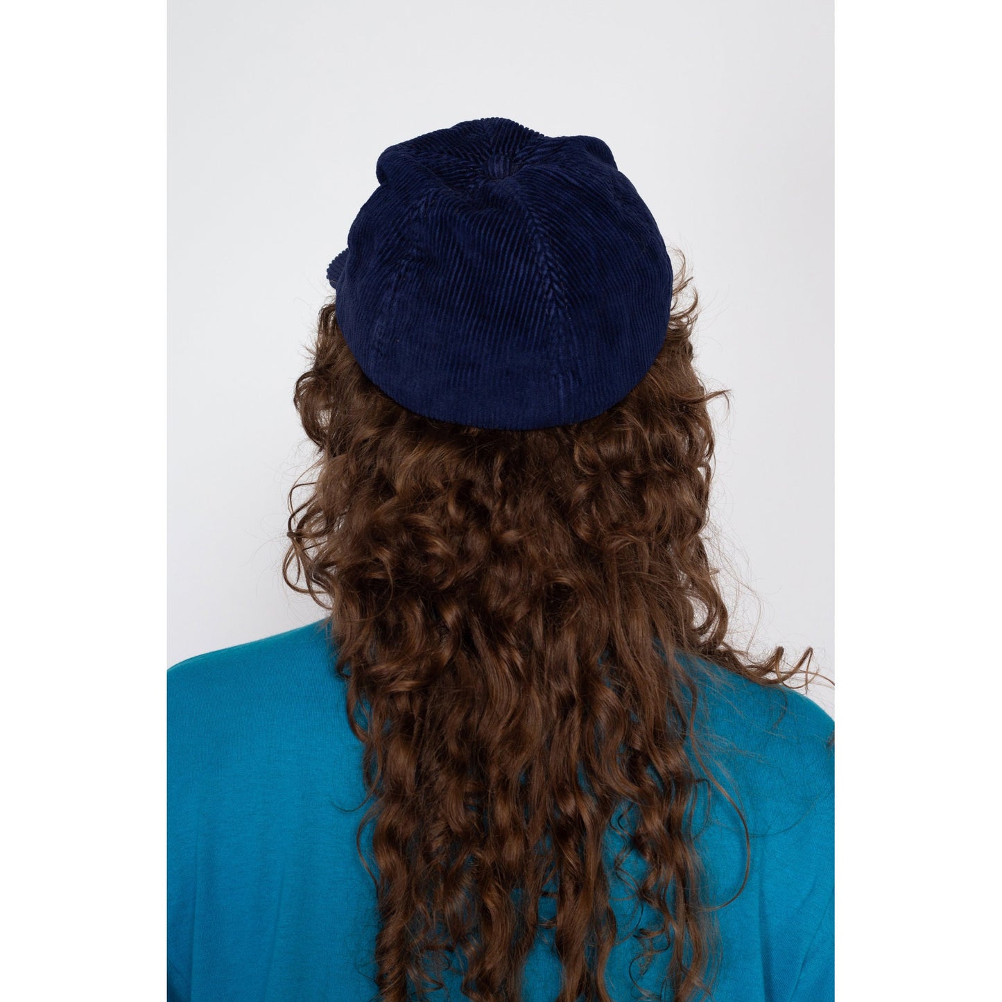 Small 80s Navy Blue Corduroy Hunting Cap | Vintage Thermal Ear Flap Hat