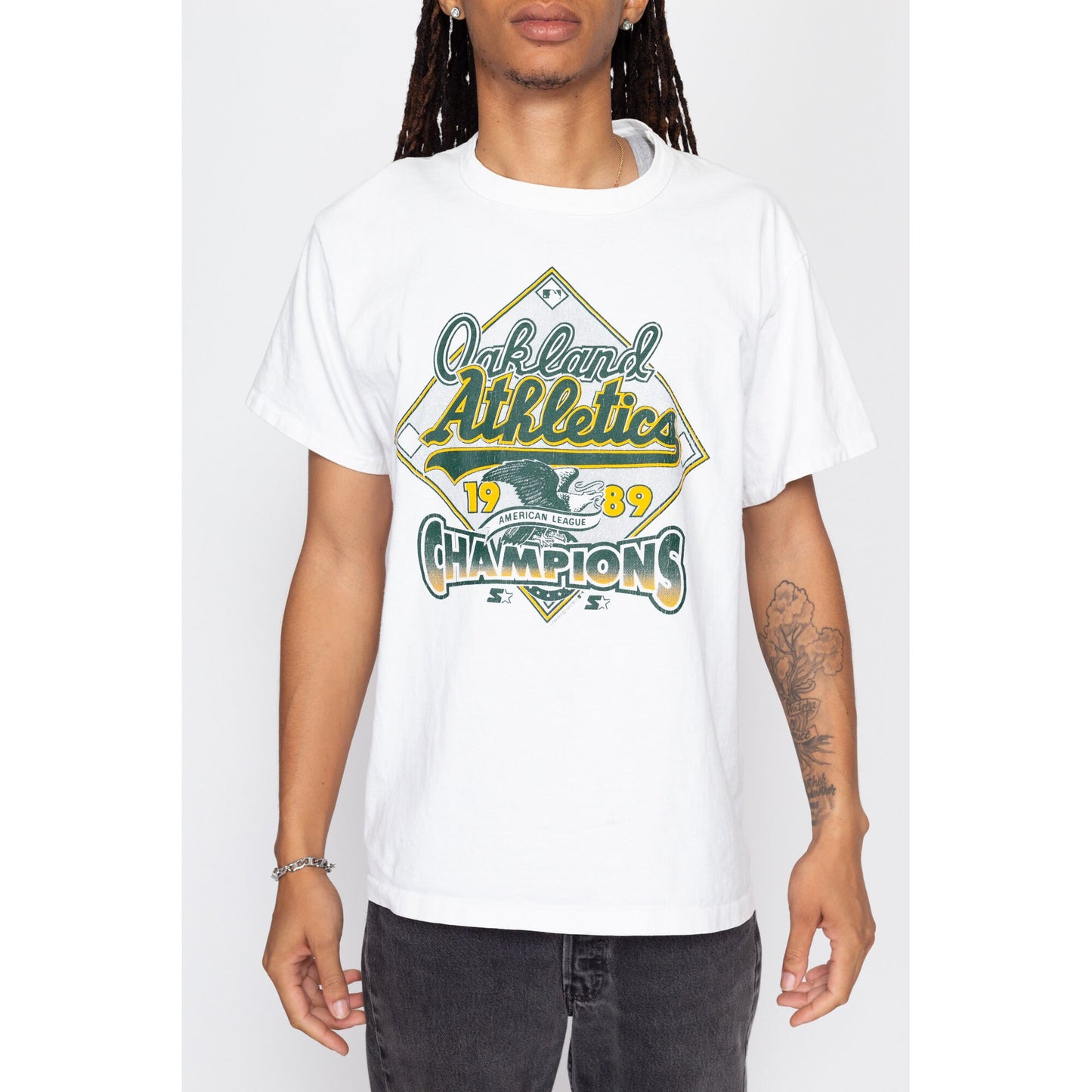 XL 80s Oakland Athletics 1989 Champions Starter T Shirt | Vintage Battle Of The Bay MLB Baseball Graphic Tee