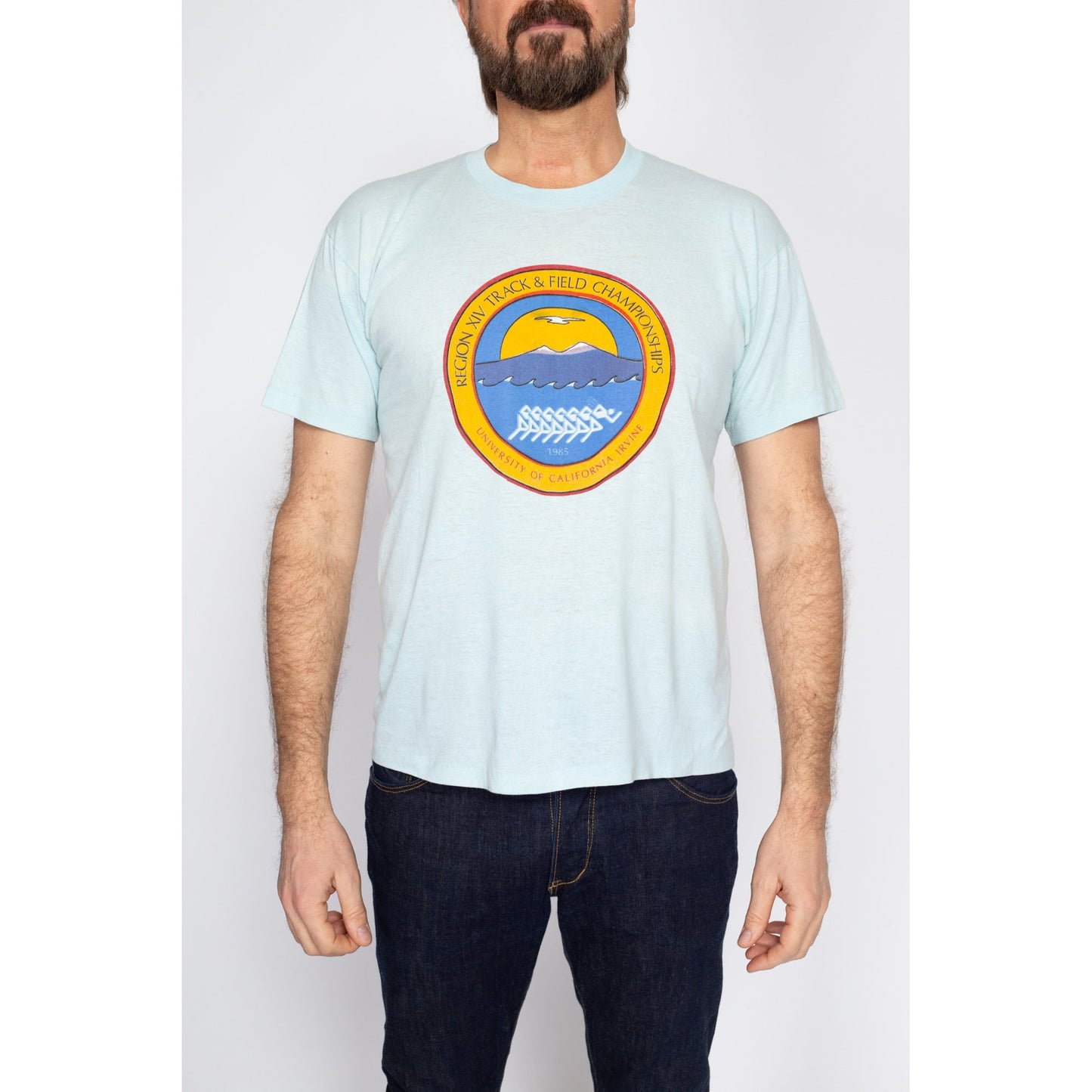 Medium 80s UC Irvine Track & Field Championships T Shirt | Vintage Blue Runner Race Graphic Tee