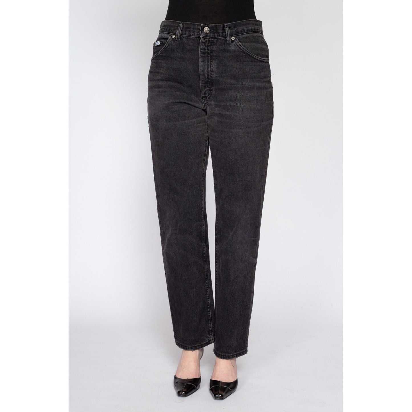 31" Waist 90s Lee Faded Black Unisex Jeans | Vintage Made In USA Cotton Denim Tapered Leg Boyfriend Jeans