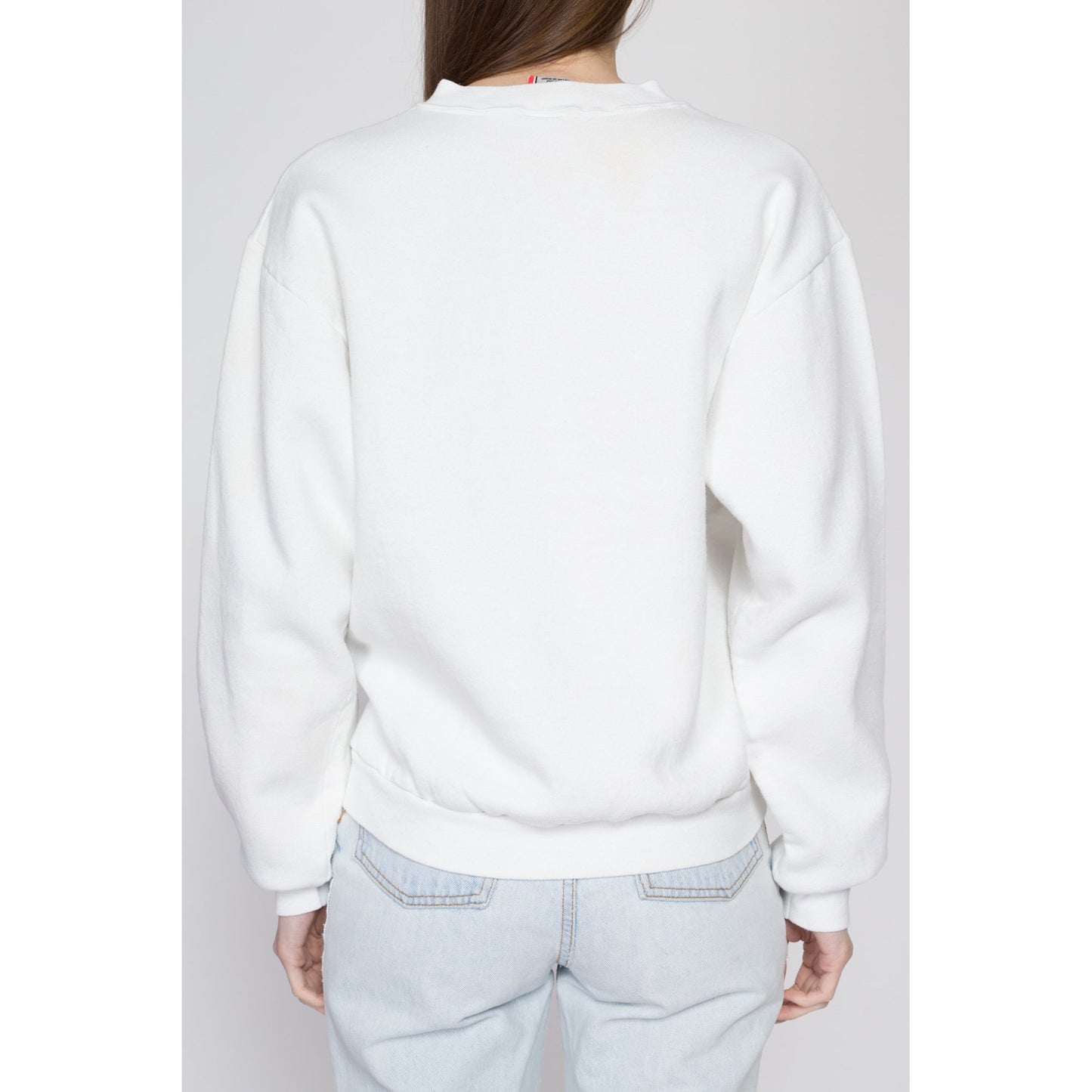 Medium 90s Disneyland Mickey Mouse Sweatshirt | Vintage White Graphic Cartoon Crewneck