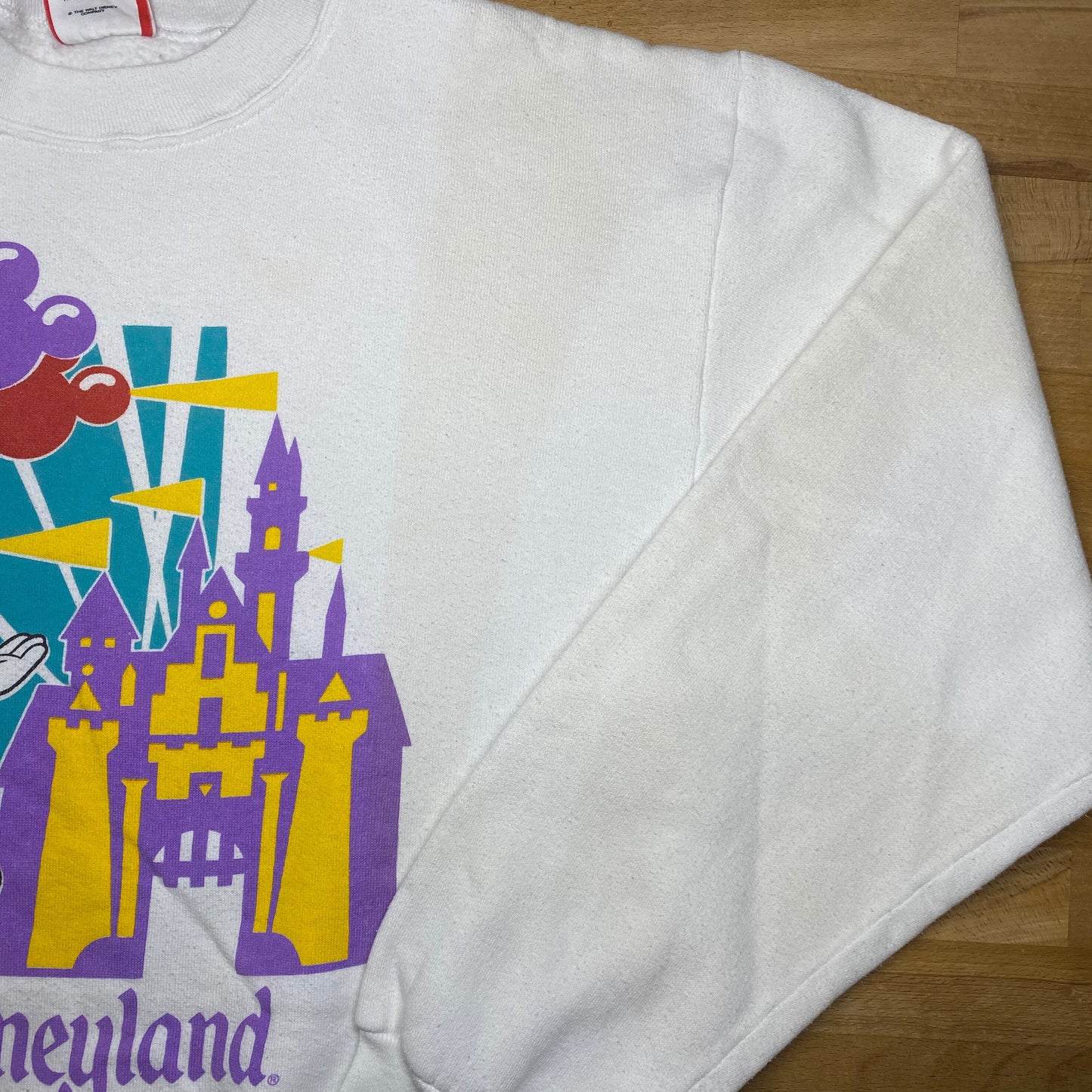 Medium 90s Disneyland Mickey Mouse Sweatshirt | Vintage White Graphic Cartoon Crewneck