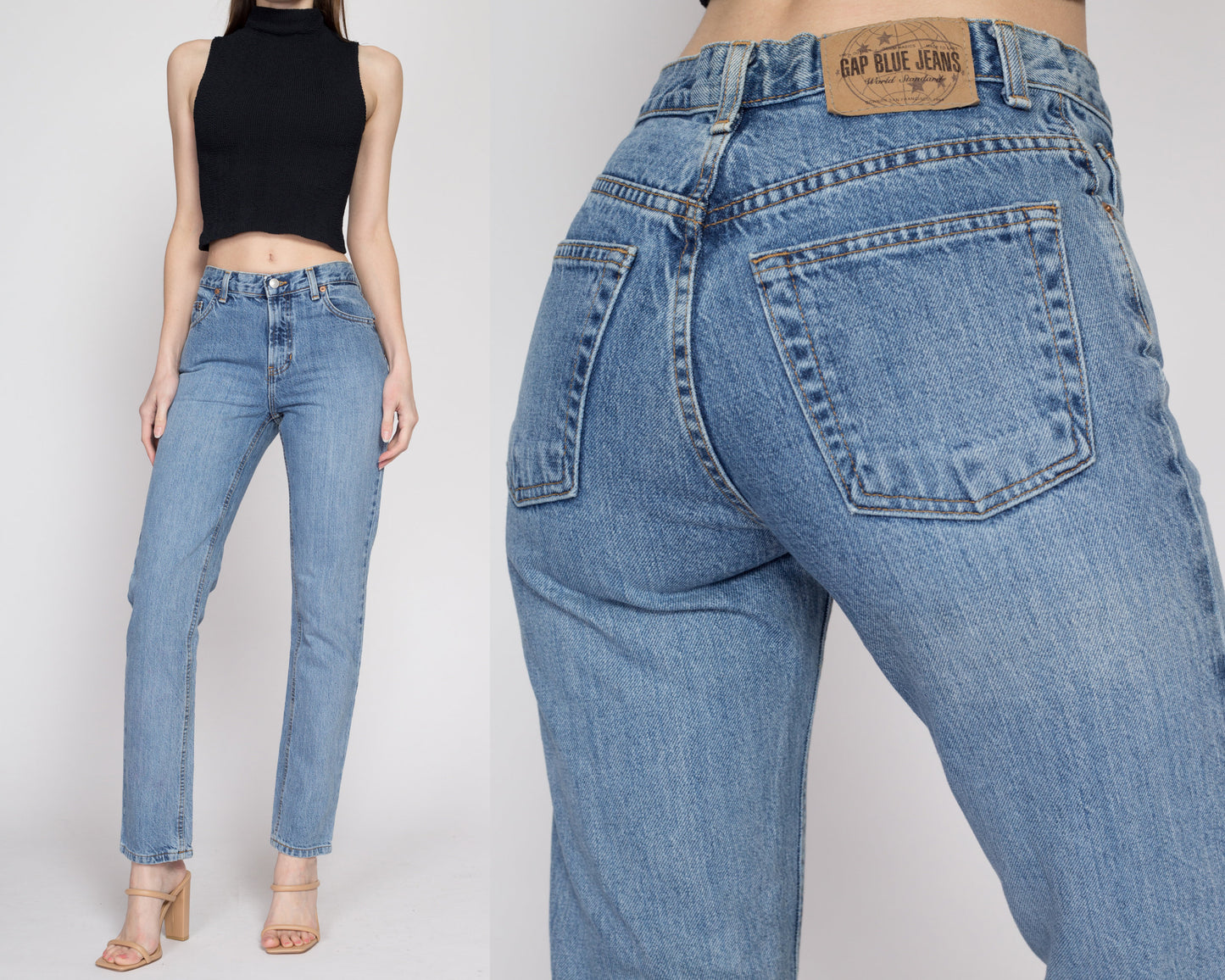 XS 90s Gap Mid Rise Light Wash Jeans | Vintage Original Fit Denim Tapered Leg Mom Jeans