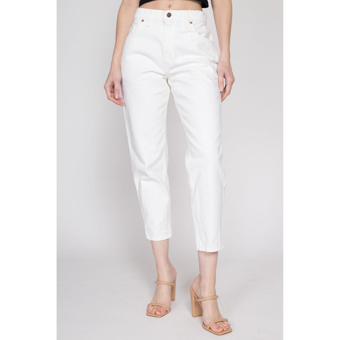 Petite Medium 90s Levis 551 White High Waisted Jeans 27.75" | Vintage Levi's Made In USA Denim Mom Jeans