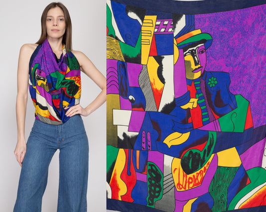 Vintage 80s Picasso Silk Art Print Large Square Scarf