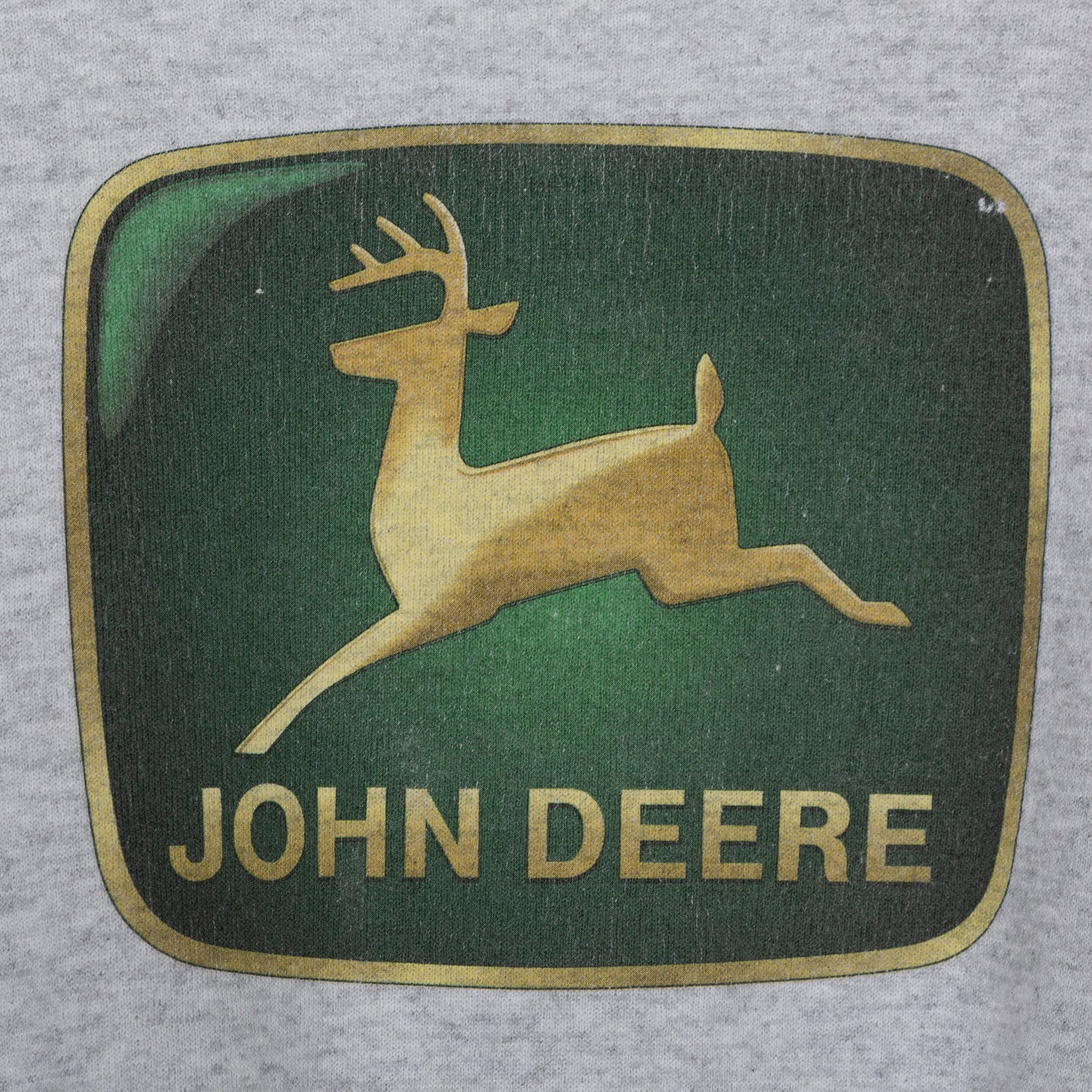XL 90s John Deere Sweatshirt | Vintage Heather Grey Farming Tractor Logo Graphic Crewneck