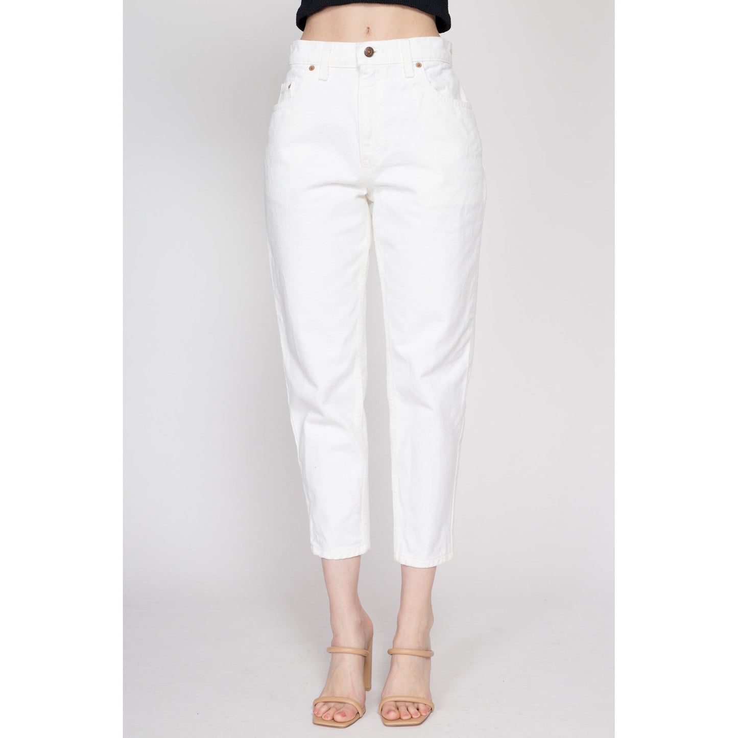 Petite Medium 90s Levis 551 White High Waisted Jeans 27.75" | Vintage Levi's Made In USA Denim Mom Jeans