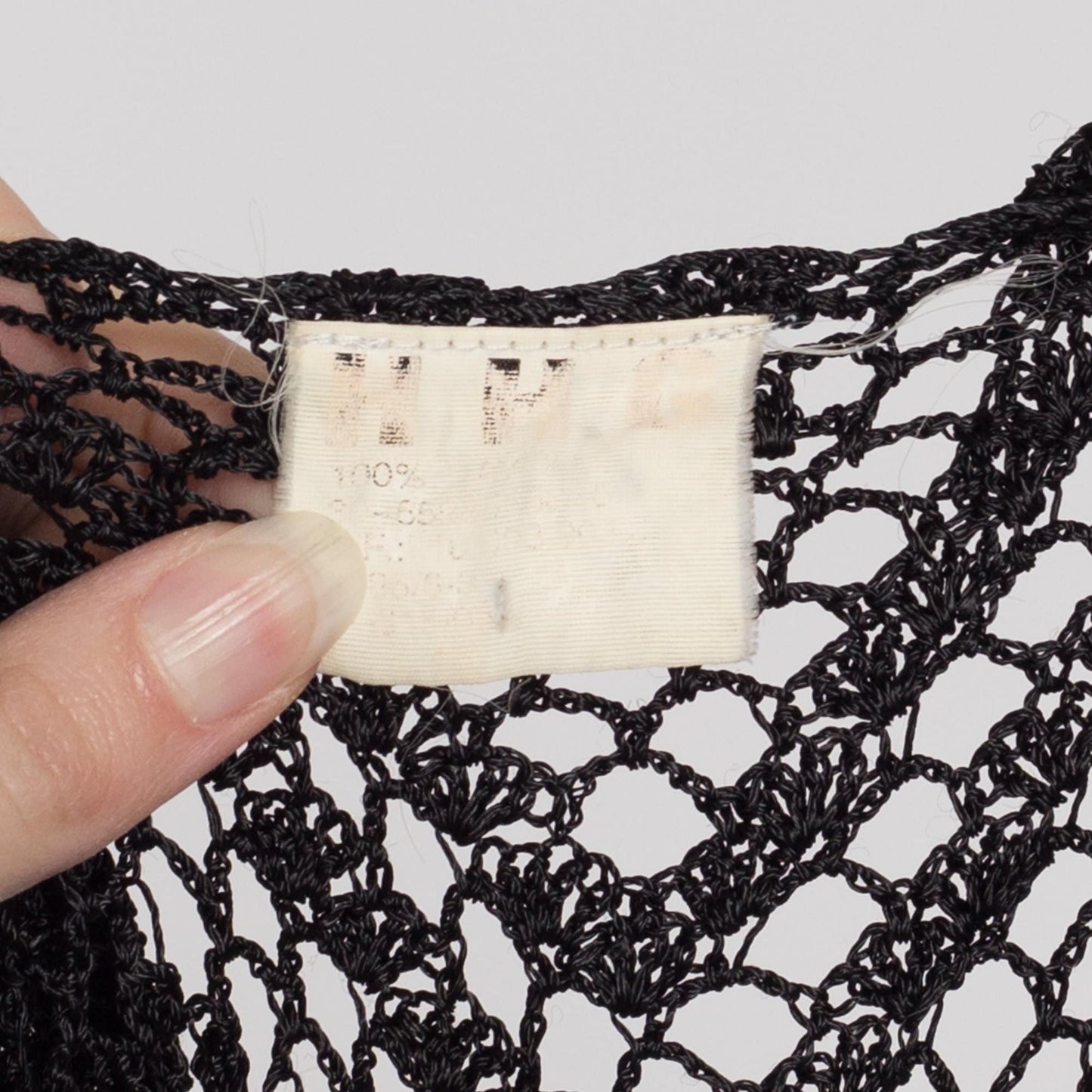 Small 90s Sheer Black Crochet Bodycon Midi Dress | Vintage Boho Beach Cover Up Stretchy Fitted Tank Sundress