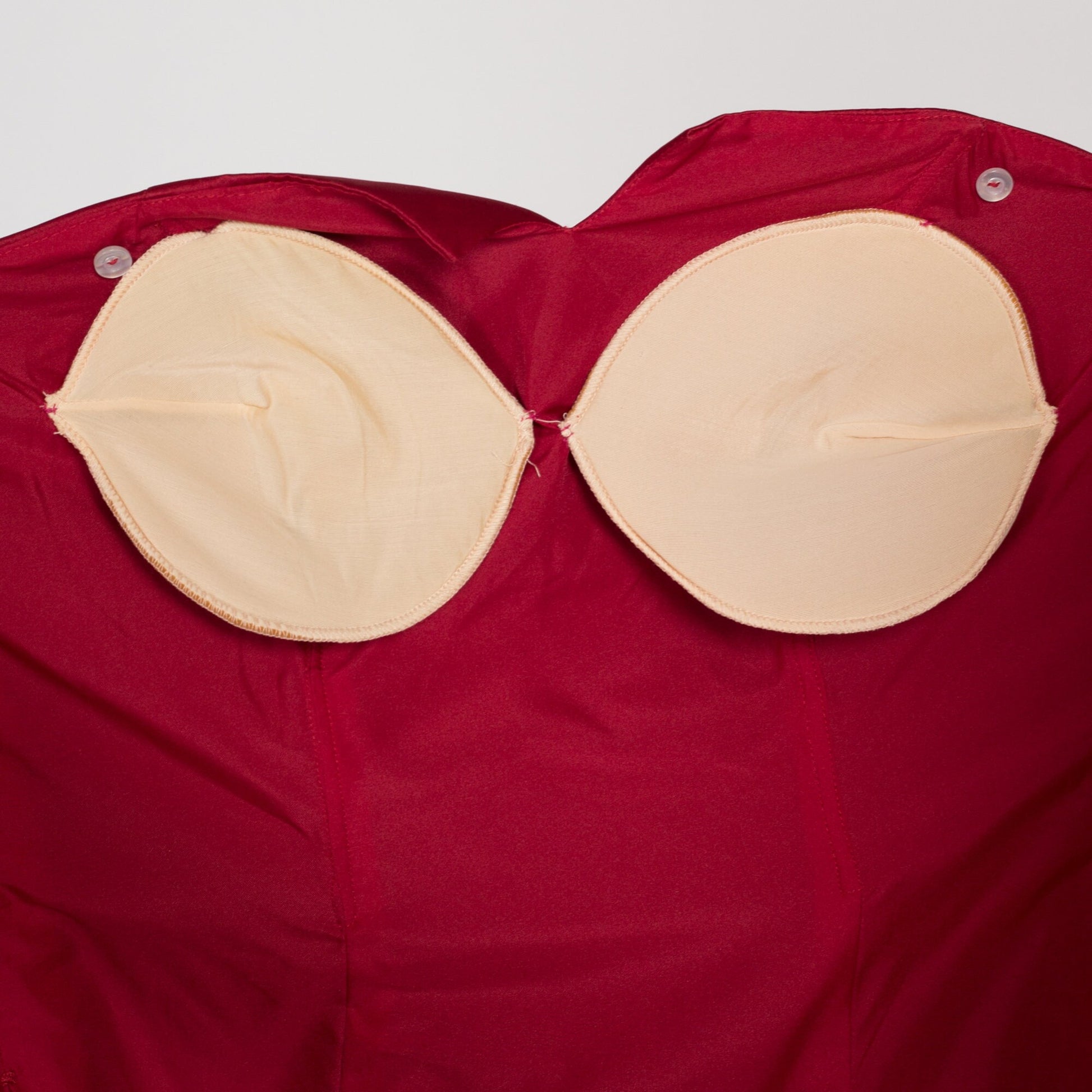 Small Y2K Crimson Red Satin Bustier Top | Vintage Formal Chiffon Tie Strapless Top