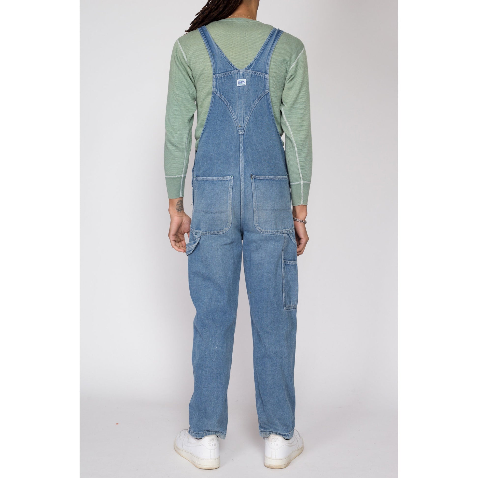 Medium 90s Liberty Overalls | Vintage Soft Faded Denim Overall Pants Baggy Blue Jean Dungarees