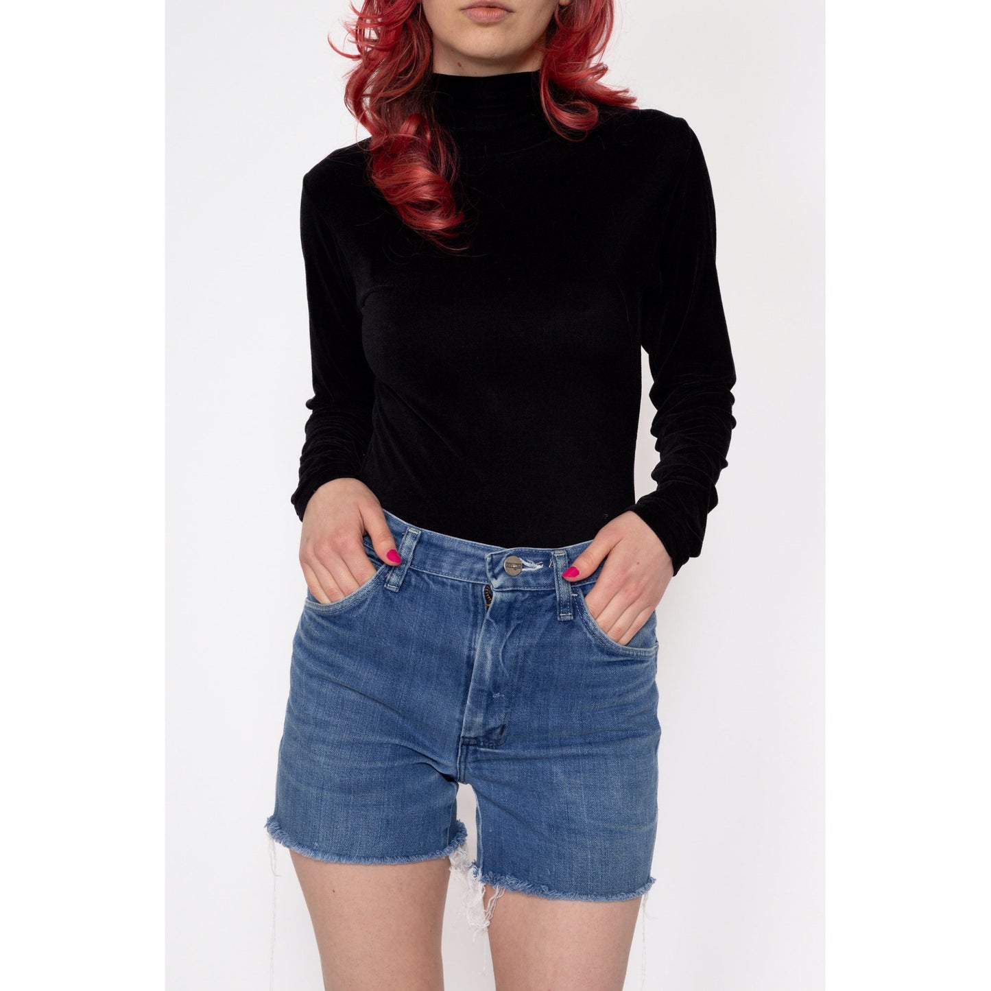 XS 70s Wrangler Cutoff Jean Shorts | Vintage Mid Rise Denim Cut Off Shorts